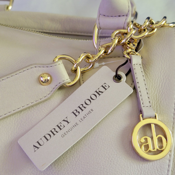Audrey Brooke Cream Color Leather Satchel Tote Handbag – NWT – $198 MSRP