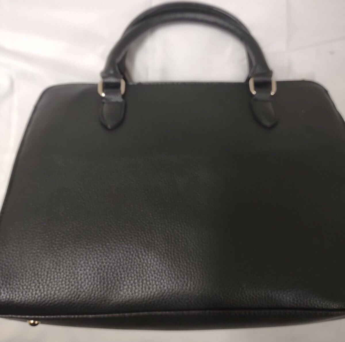 Guess Shoulder Bag Purse Womens Sz L Crista Black Faux Leather Pad Lock PVC Tote