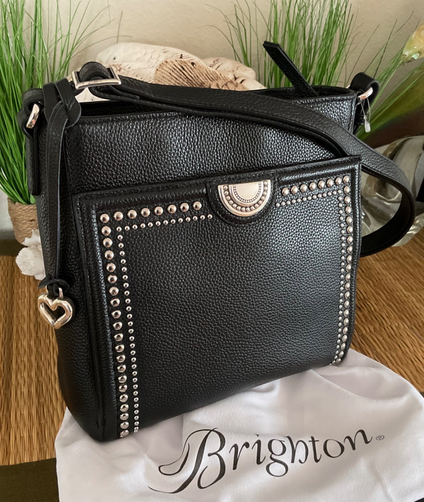 Brighton Purse Pretty Tough Clayton Organizer Bag Black Leather Studded NEW