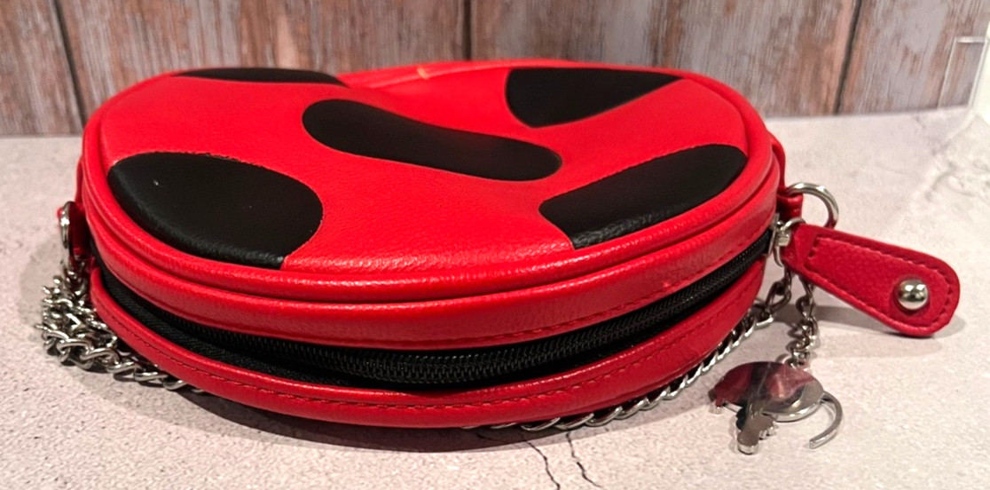 Hot Topic Miraculous Ladybug Round Crossbody Bag Metal Tikki Charm & Strap Purse