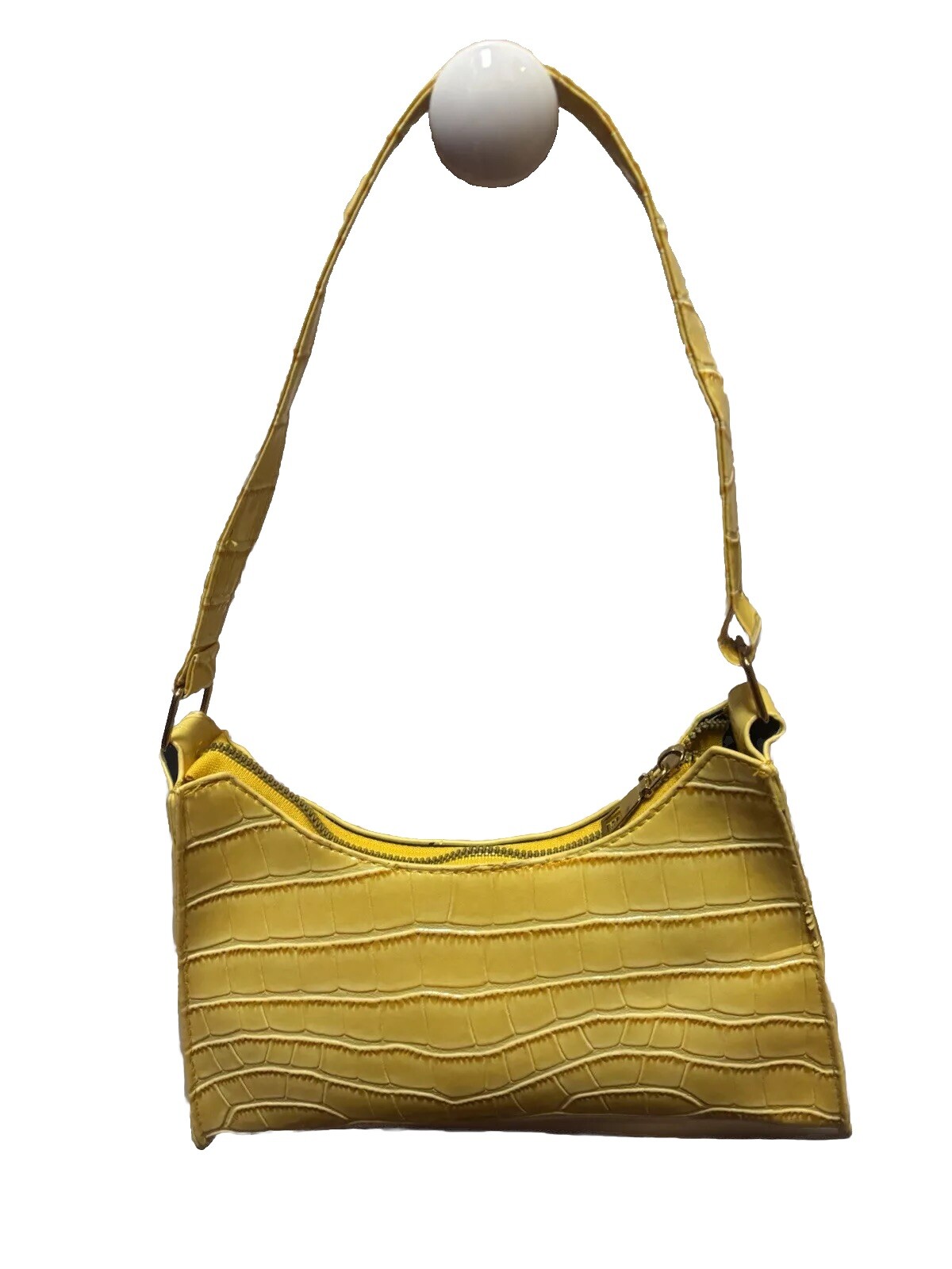 👠👛💛Yellow Animal Print Faux Leather Zip Shoulder Bag Purse
