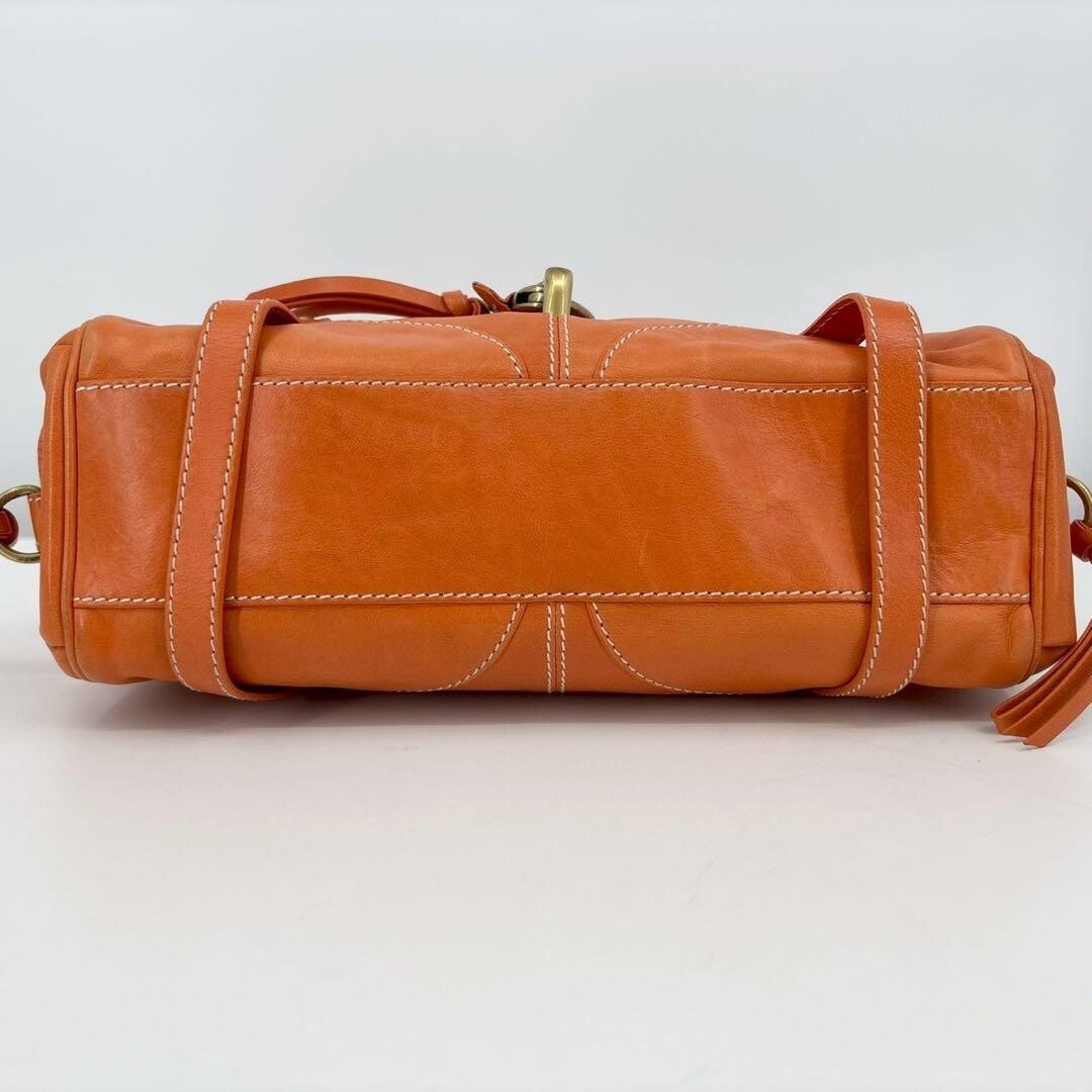 Francesco Biasia Secret Love Orange Leather Y2K Shoulder Bag Braided Strap Auth