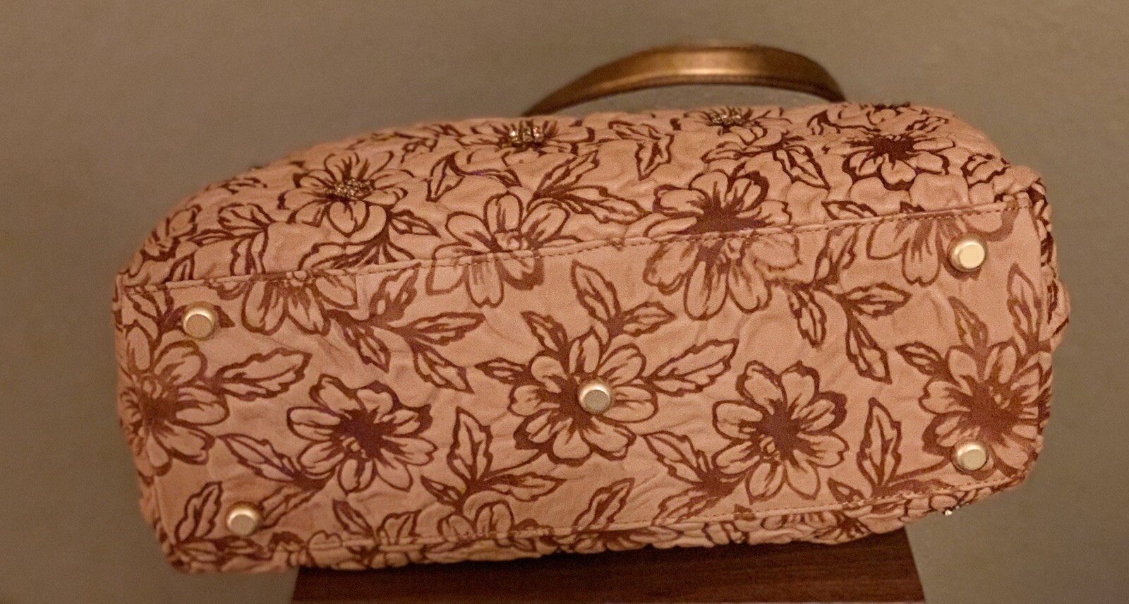 NWT Gianfranco Sisti Italy Puffed Floral Rhinestones Metallic Leather Purse Rare