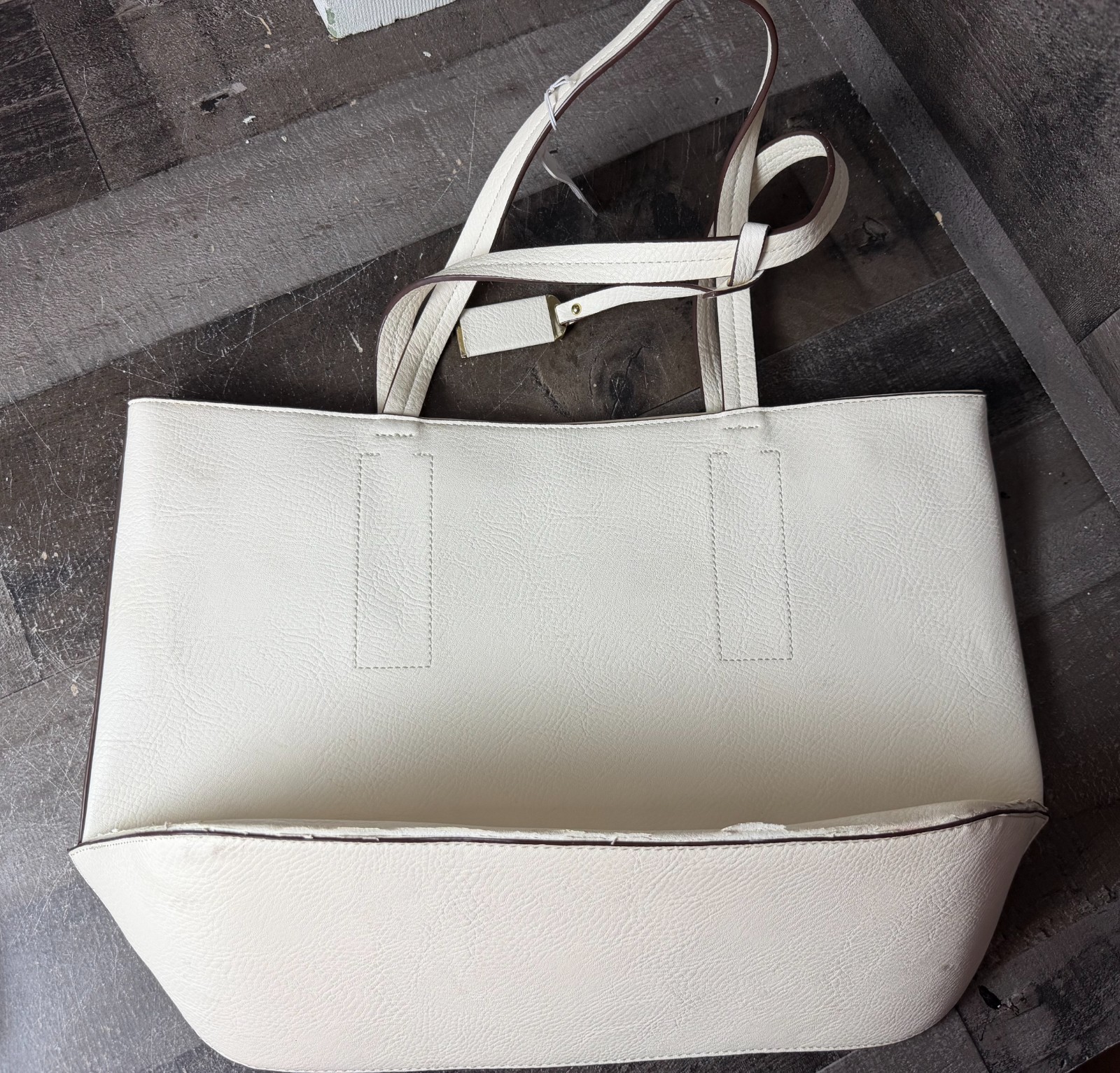 Charming Charlie Ivory Cream Pebbled Faux Leather Tote Shoulder Bag Handbag NWT