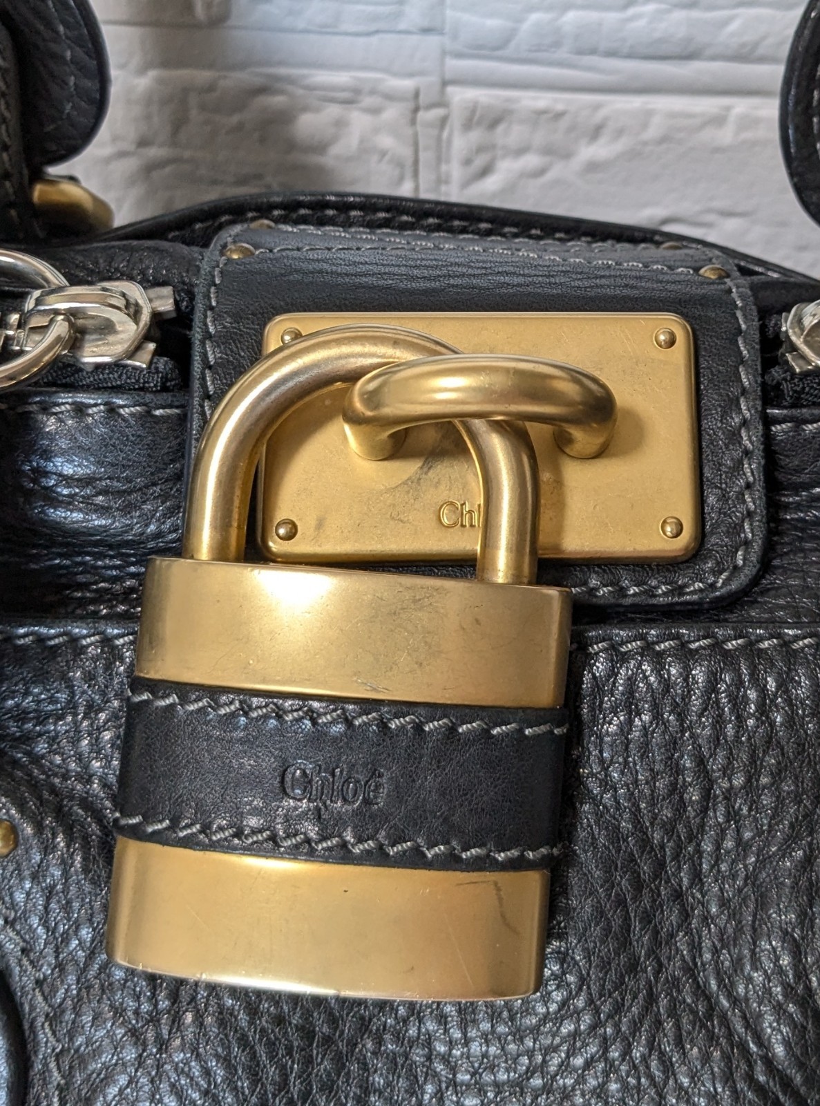 Chloe Paddington Black Leather Satchel Bag w/ Padlock & Key Authentic Vintage✨