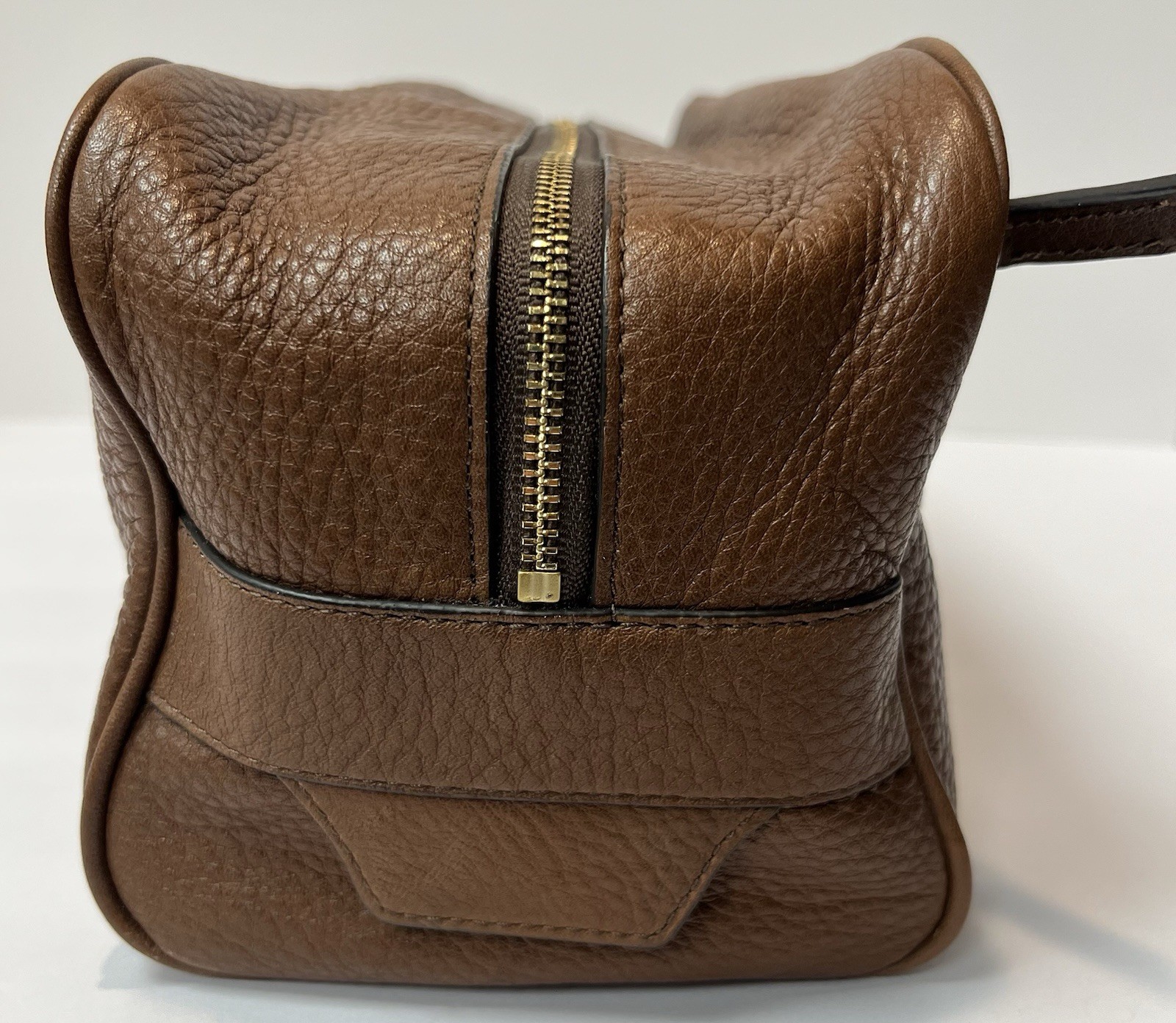 Vintage Coach Brown Pebbled Leather Travel Cosmetic Toiletry Bag Case