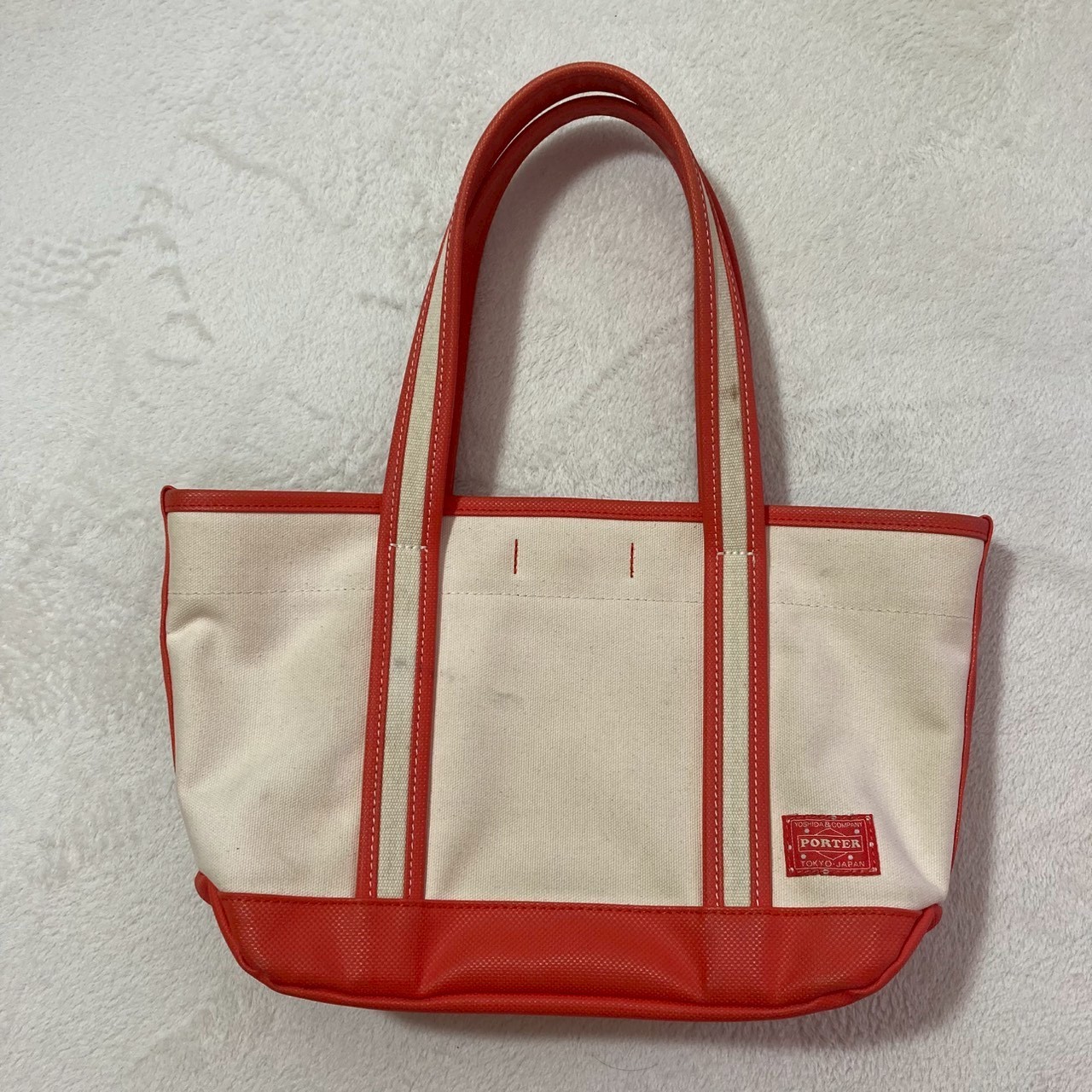 PORTER GIRL Boyfriend Tote Chambray Bag Medium orange Women Used From Japan