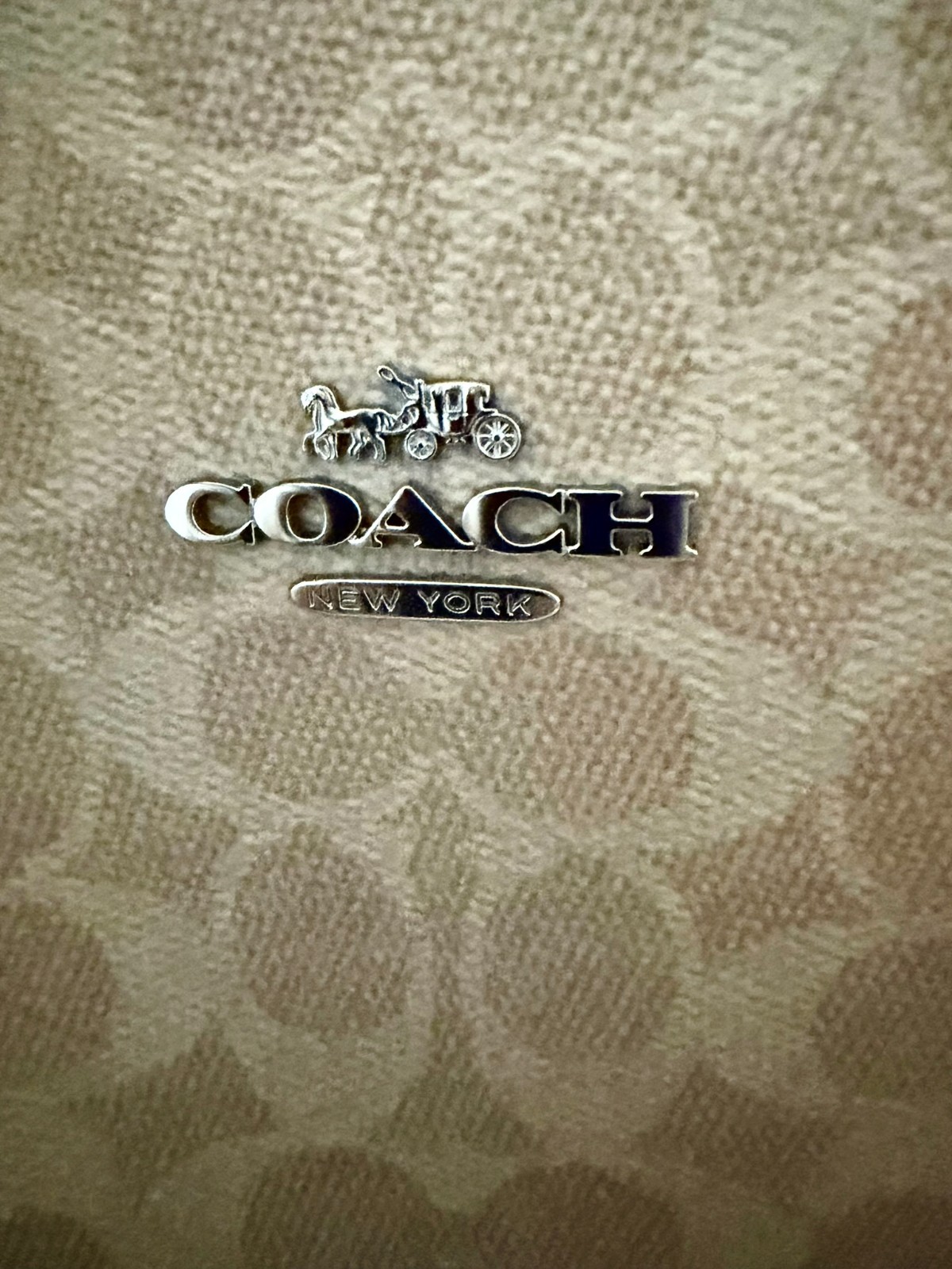 Coach Mollie Tote Bag Signature Canvas C2539 CV967 Light Khaki Saddle Sand Taupe
