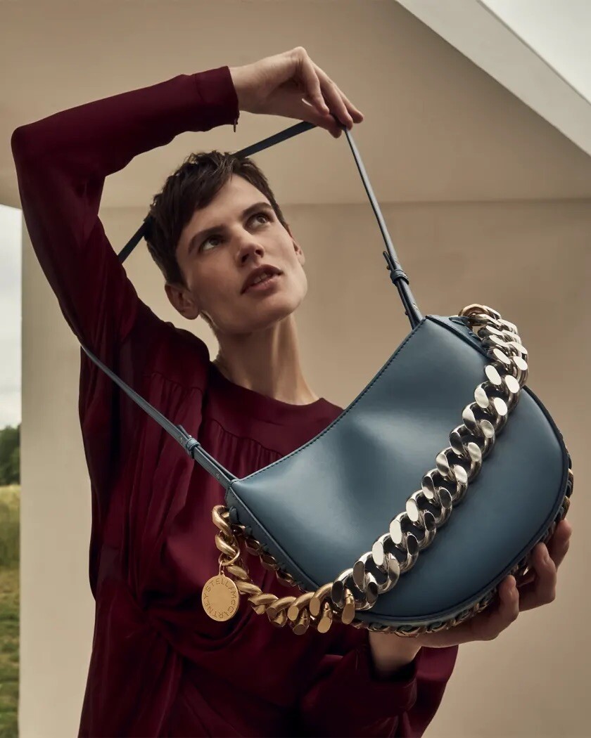 Beautiful! New STELLA MCCARTNEY Frayme Faux Leather Shoulder Bag Teal