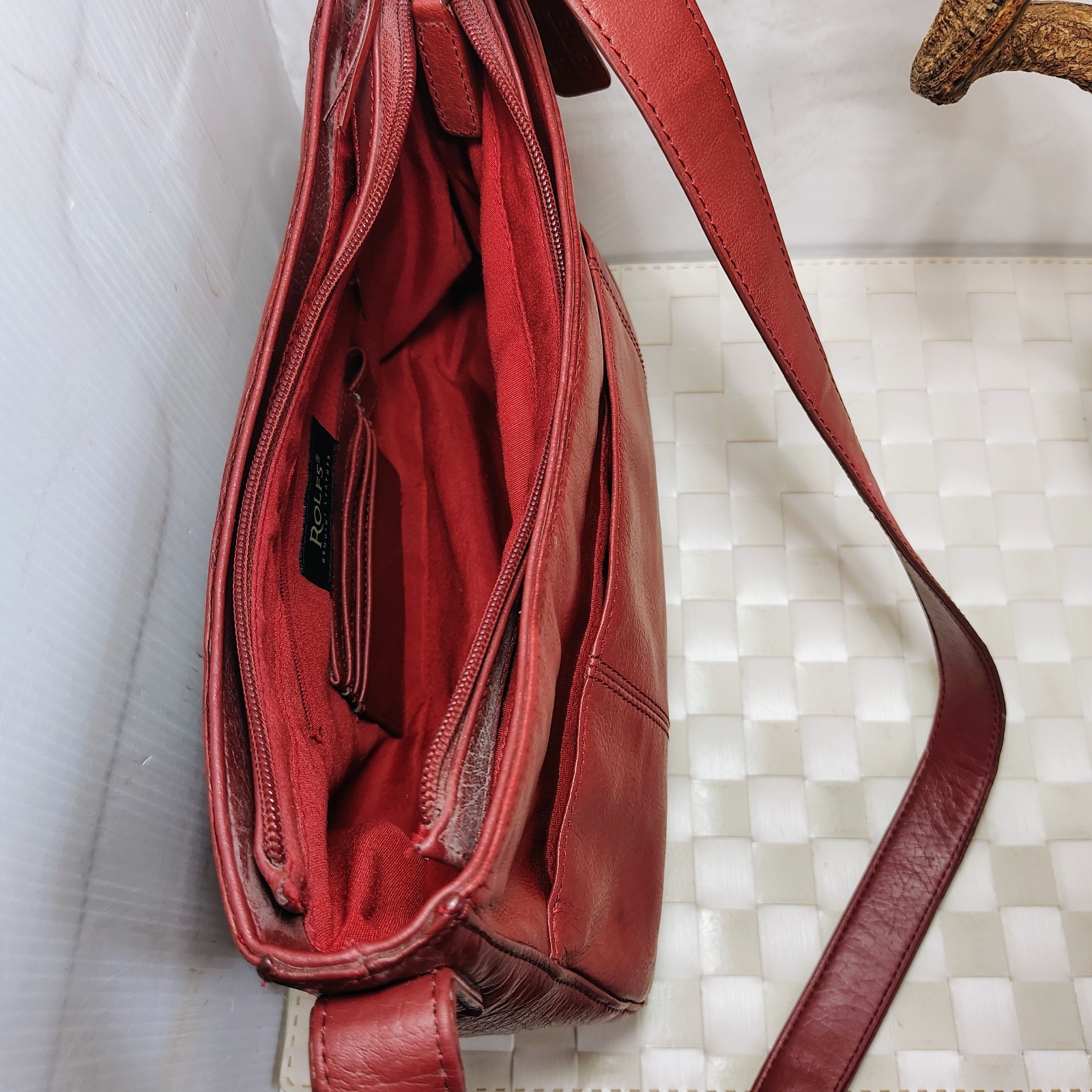 Rolf’s Red Genuine Soft Leather Shoulder Purse. Vintage
