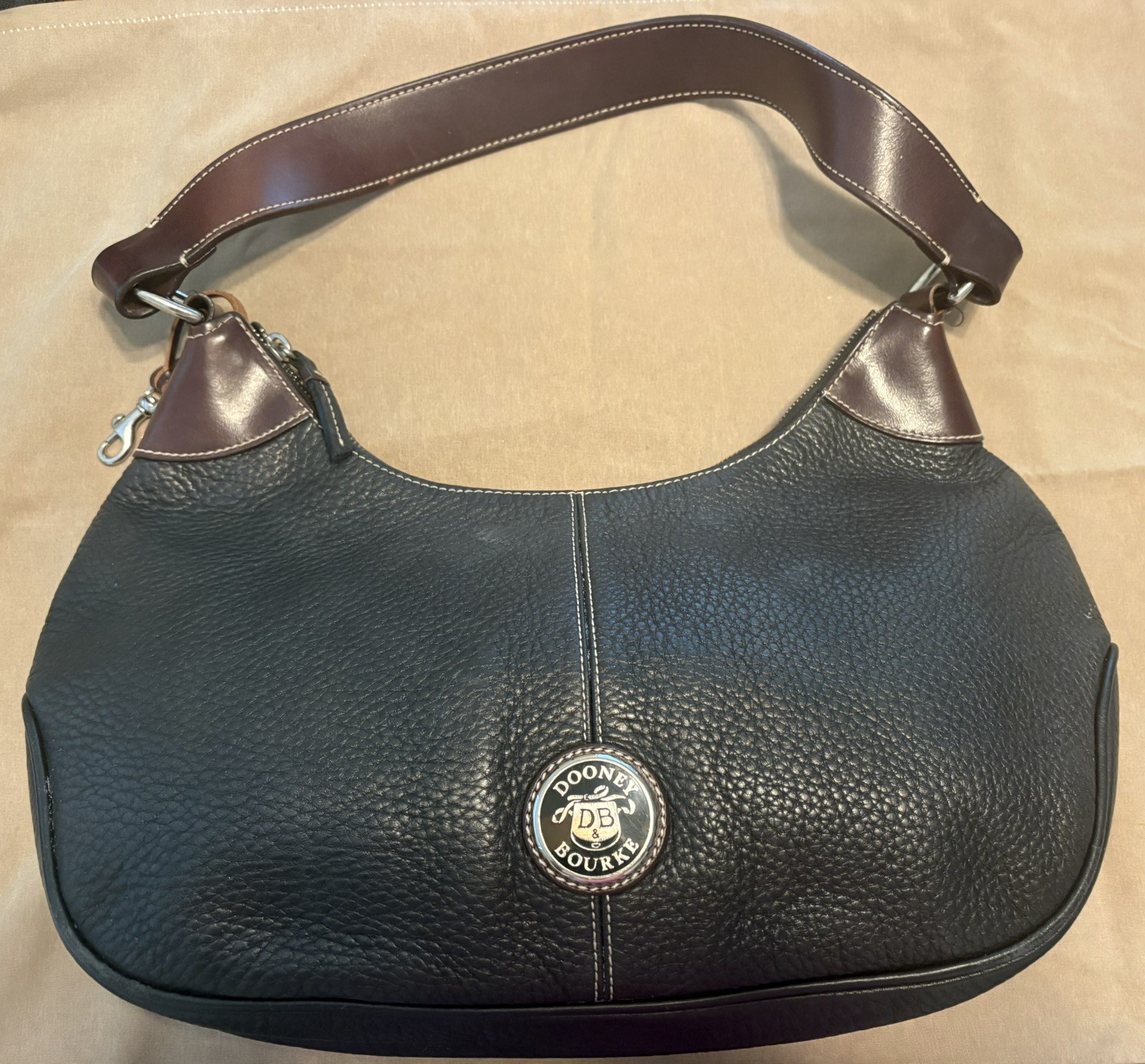 Dooney and Bourke Black Leather Handbag Vintage, Made in USA