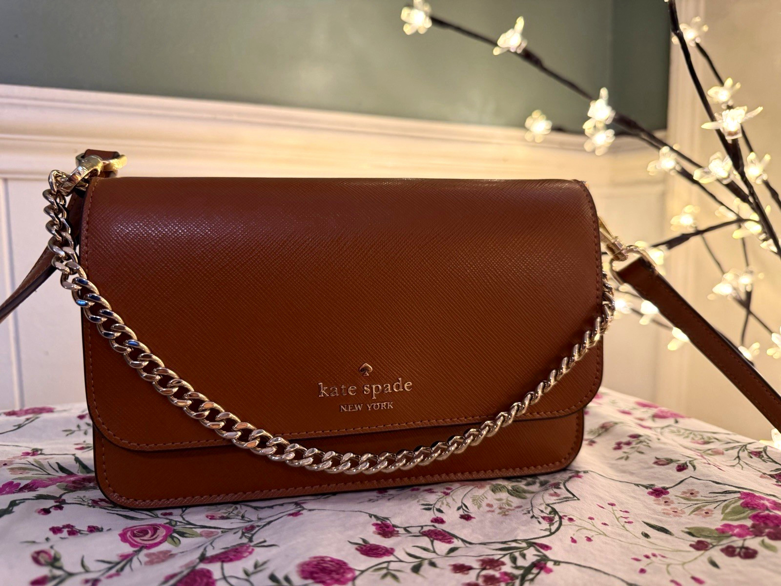 kate spade new york Brown Small Crossbody Chain Logo, Detachable Strap
