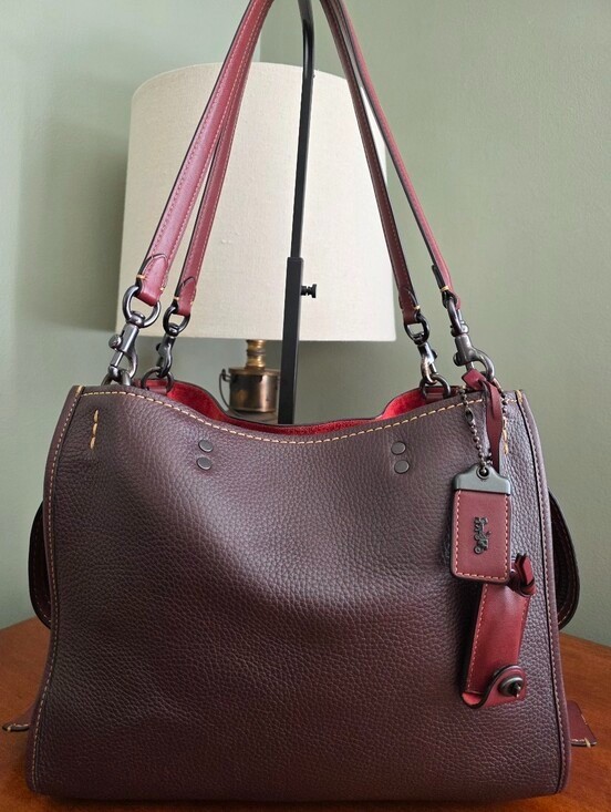 Coach 1941 Rogue 30 38124 Satchel Oxblood Pebbled Leather Bag