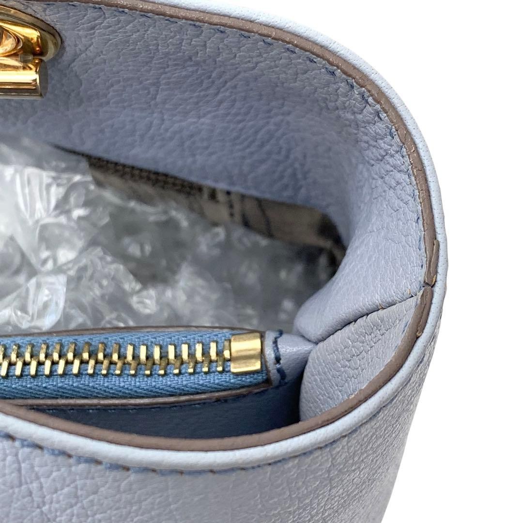 Ferragamo Excellent Condition Double Gancini Leather Chain Handbag Blue