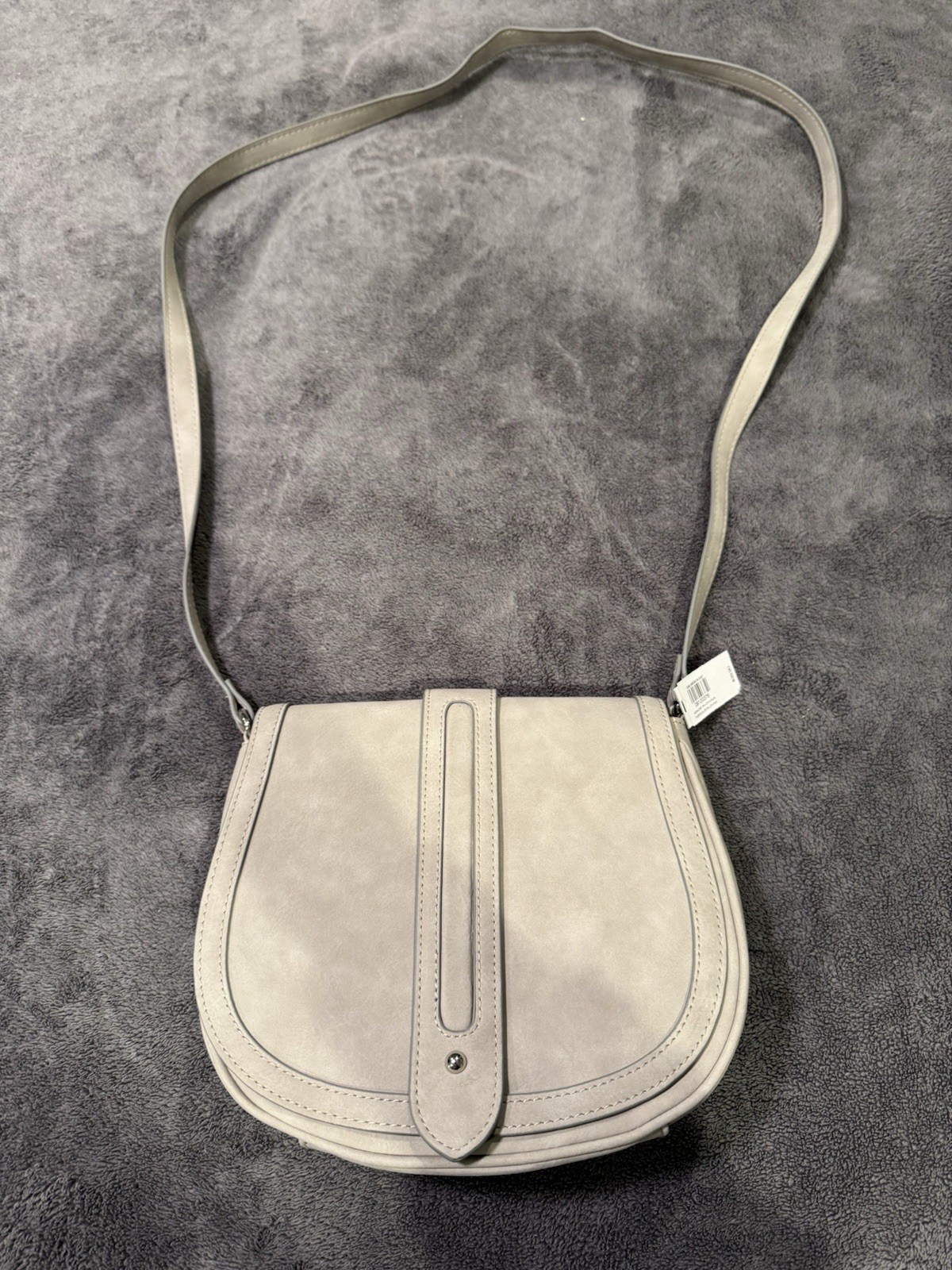 NWT Express Women’s Saddle Bag Suede Gray Beige Color
