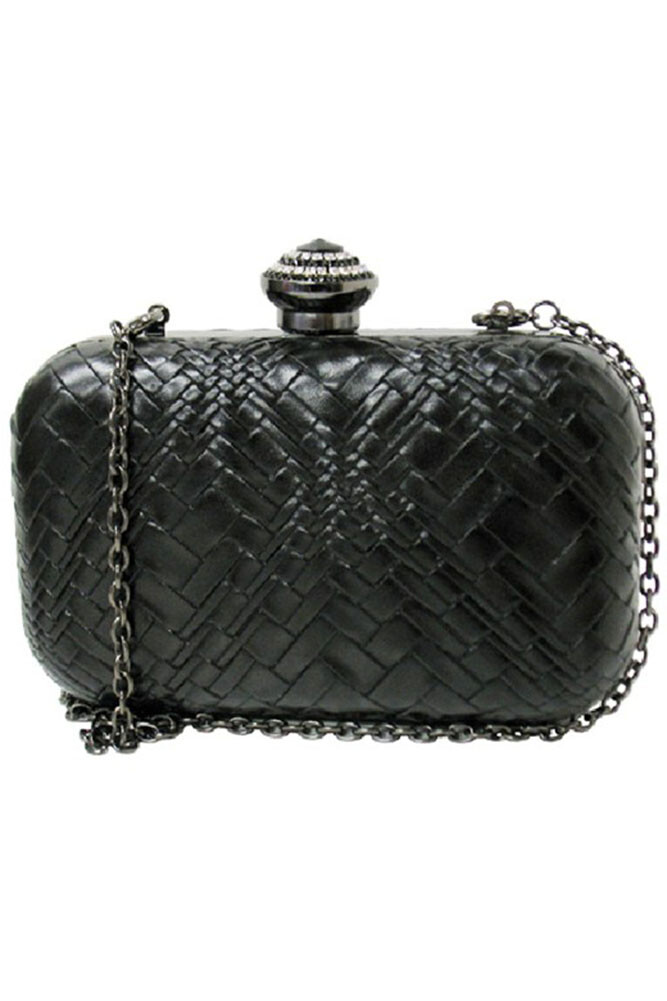 Anthropologie Style Fashion Trendy Woven Pattern Basic Hard Case Clutch Bag