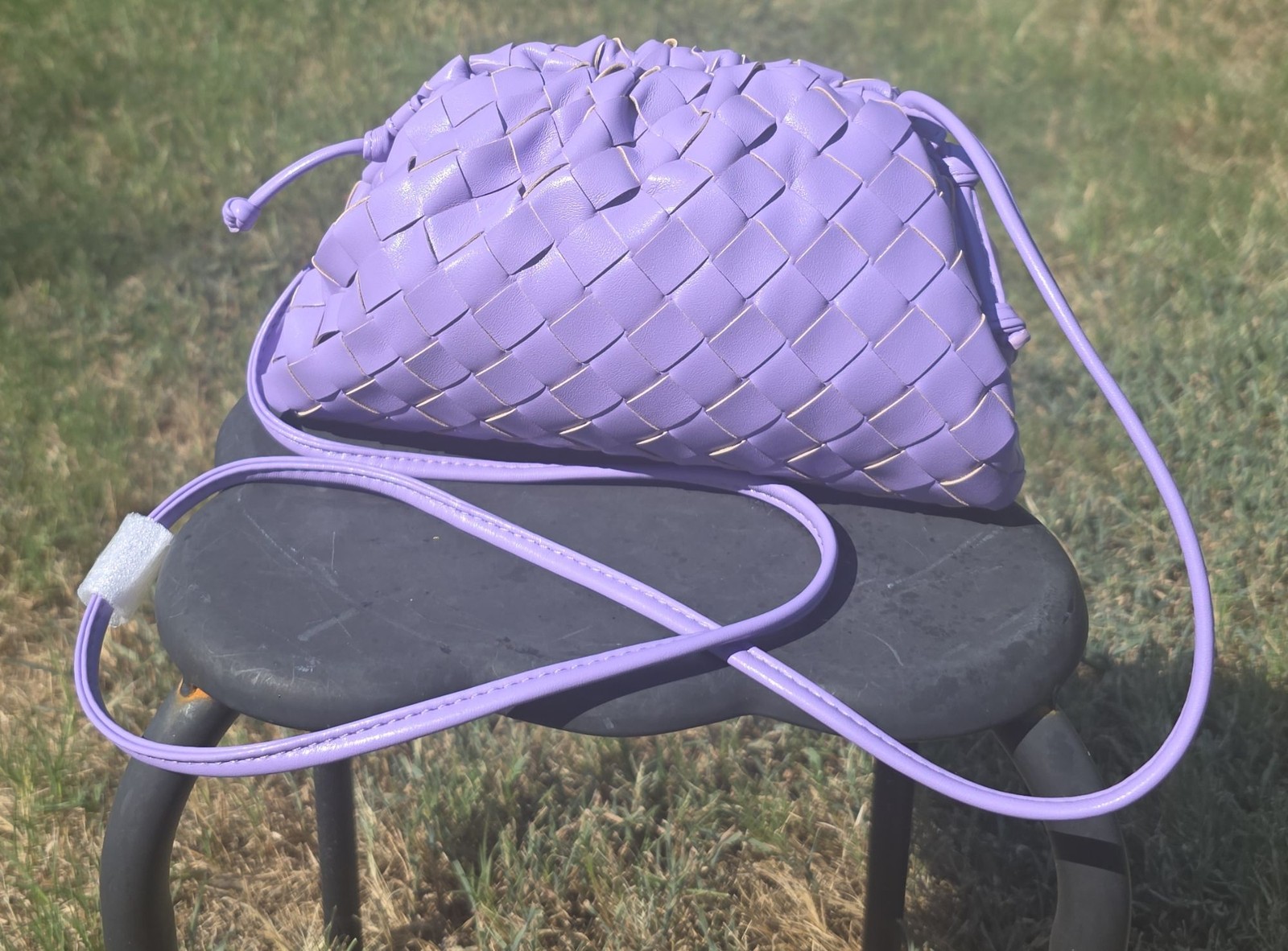 Bottega Veneta Mini Pouch Intrecciato Leather Shoulder Bag Purple