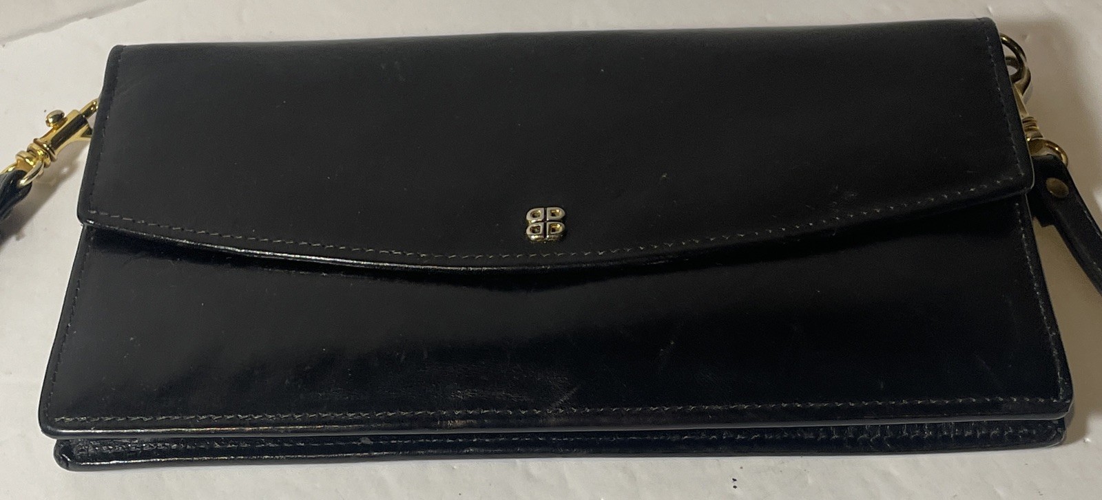 Vintage Bosca Leather Crossbody Leather Bag Black 7.75 X 4.25”