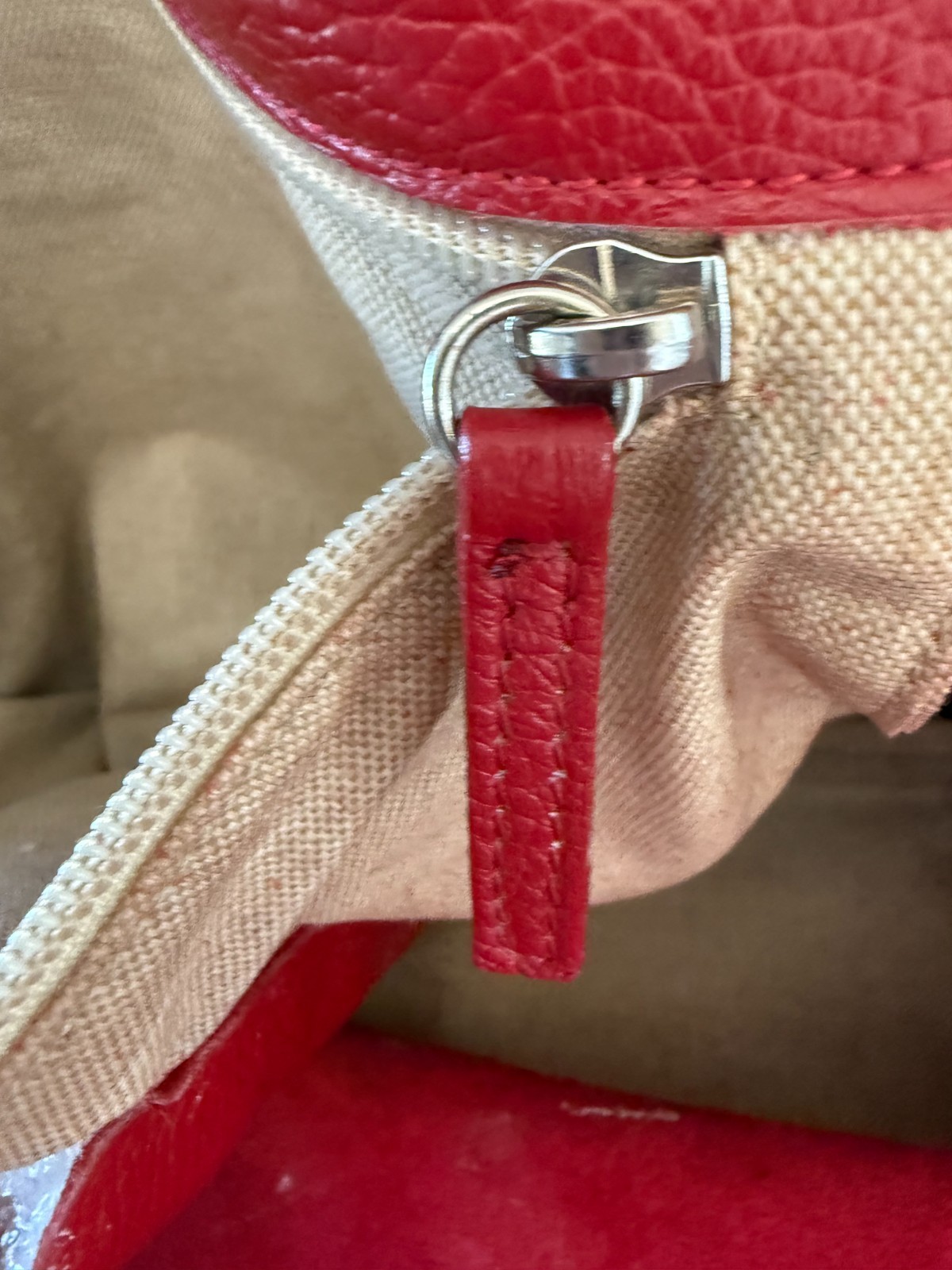 Leather Pebbled Red Maurizio Taiuti Large Market Tote
