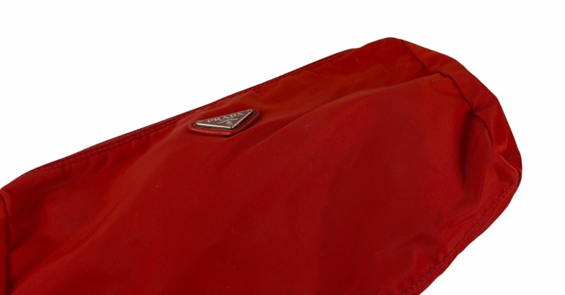 PRADA Nylon Pouch Red Triangle Logo Accessory Case