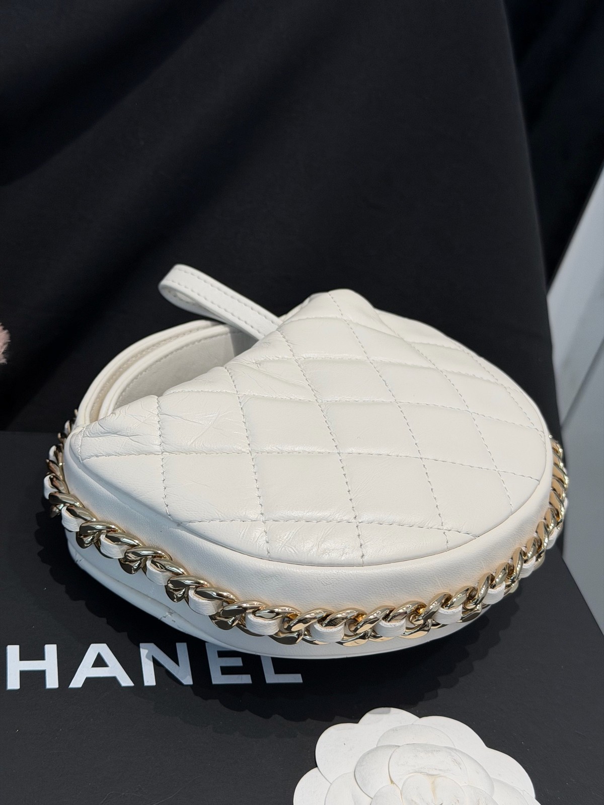 Chanel 23C Hula Hoop Hobo Bag Top Handle Clutch Lambskin Quilted [Duties Paid]