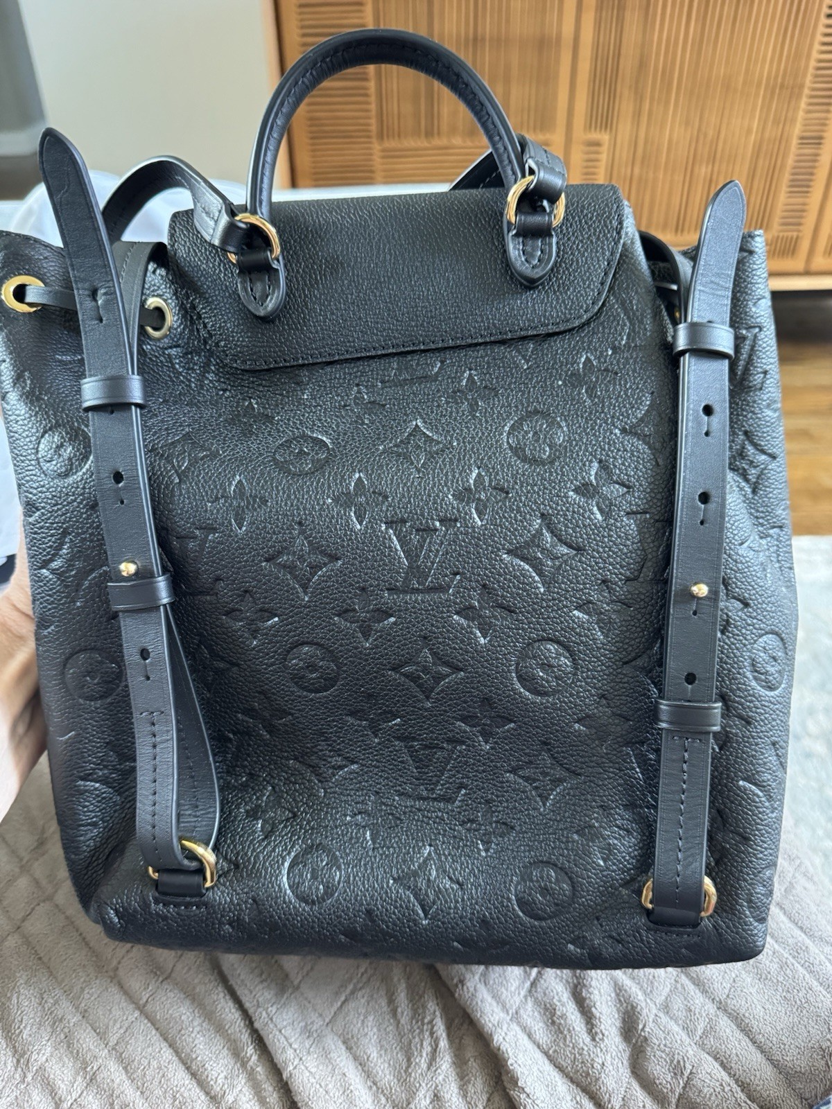 Louis Vuitton Black Montsouris Leather Backpack