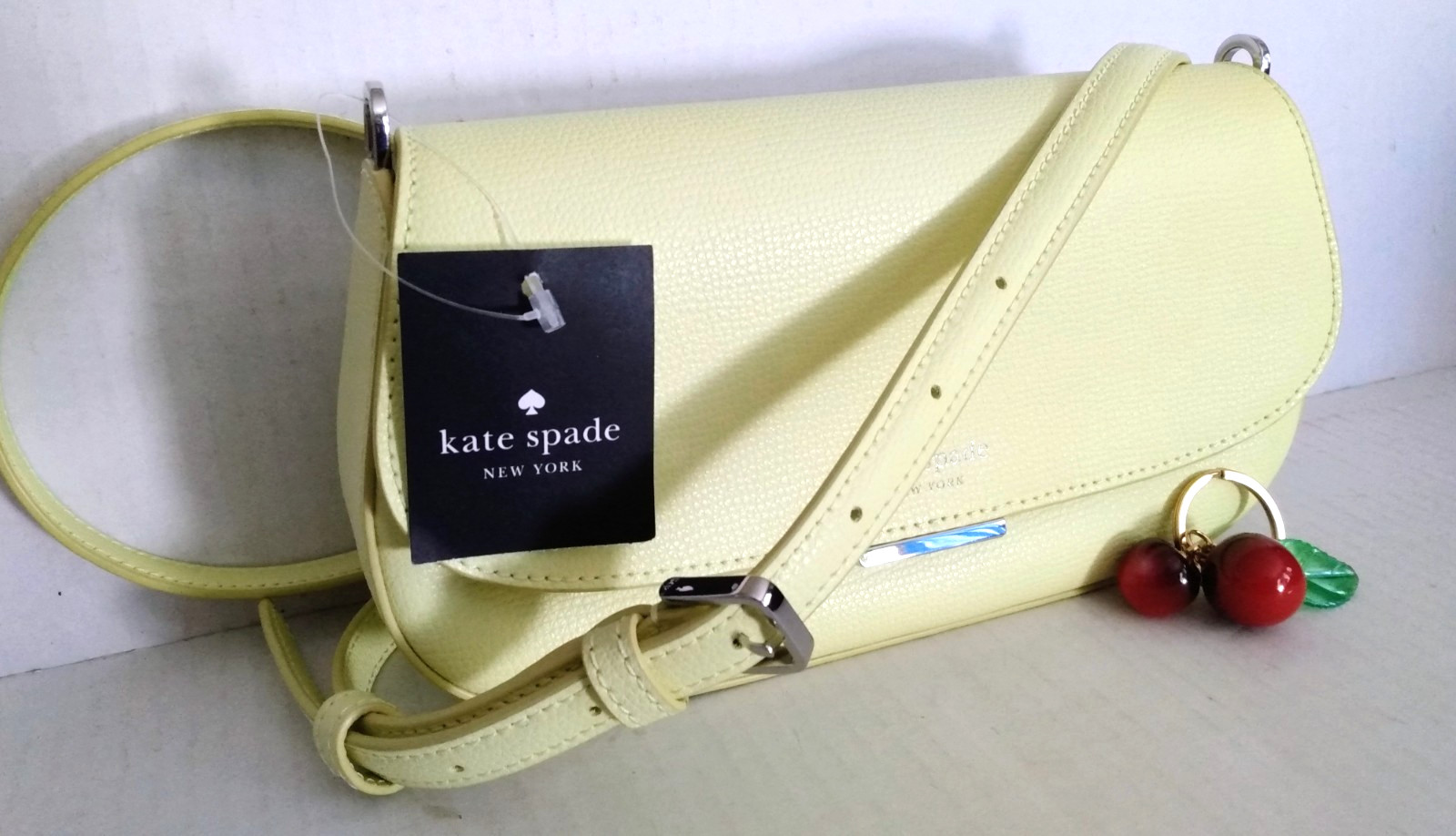 Kate Spade Mini Bag Crossbody NY Quinn Refine Grain Leather W/Dust Bag & Charm