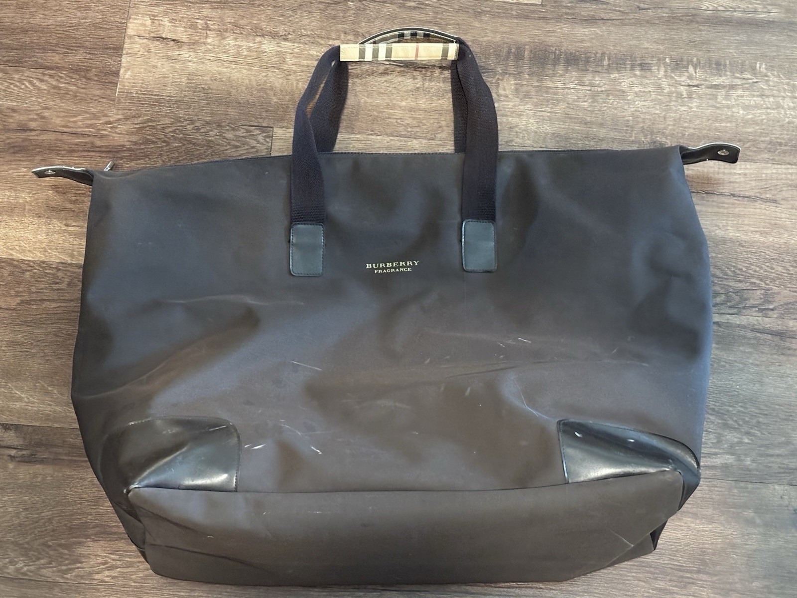 BURBERRY FRAGRANCE Dark Brown Nylon w/Novacheck Trim Weekender Duffle Ba