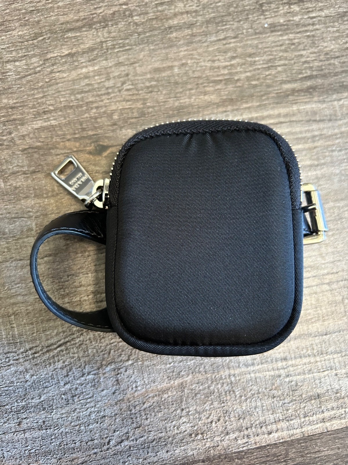Prada EUC authentic Tessuto black nylon leather logo ankle wrist bag 3 in
