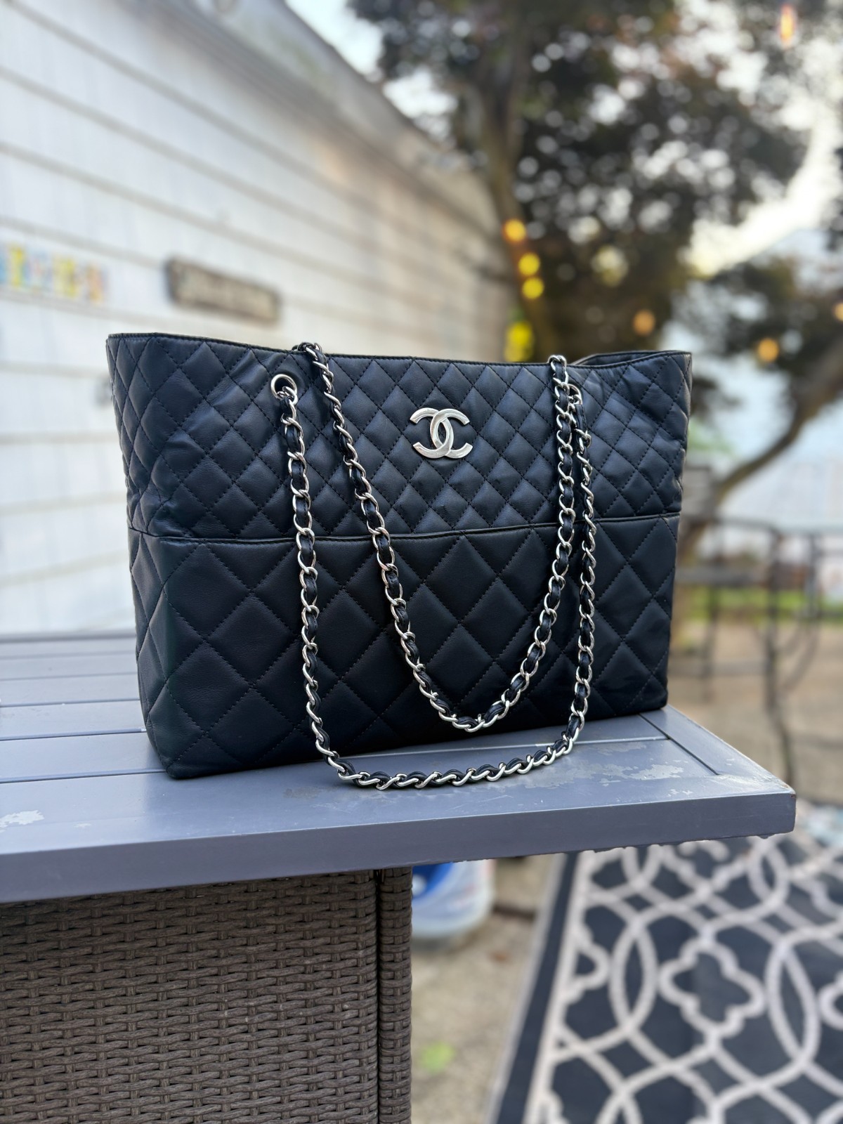 Chanel Gabrielle GST Leather Tote Silver Hardware Excellent w/ Box