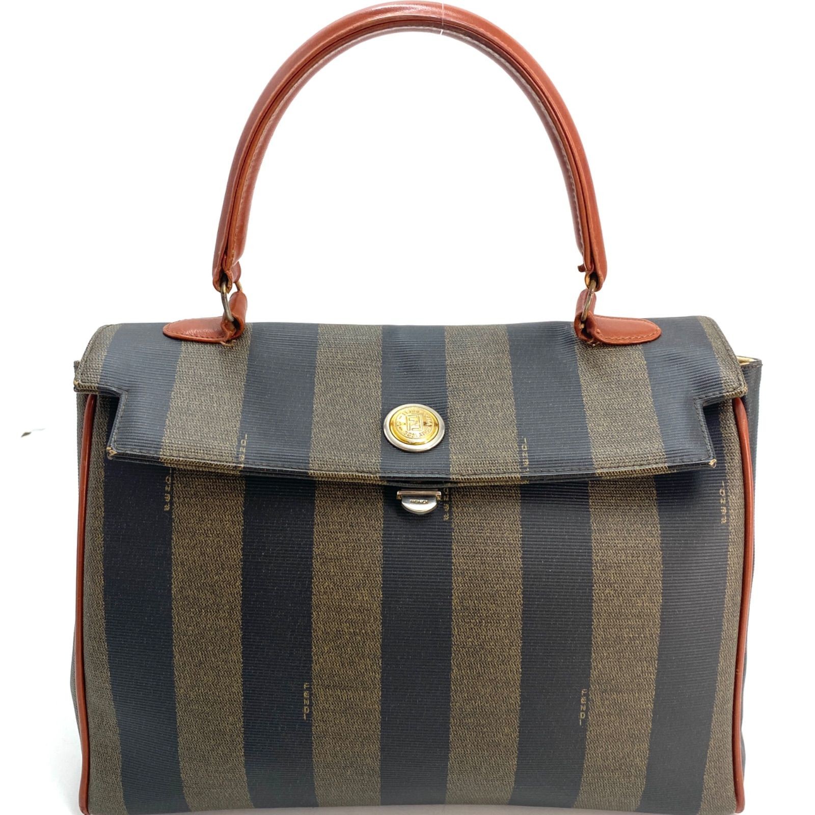 Fendi Peekaboo Handbag PVC Brown Business Travel Bag 21.5cm x 29.5cm