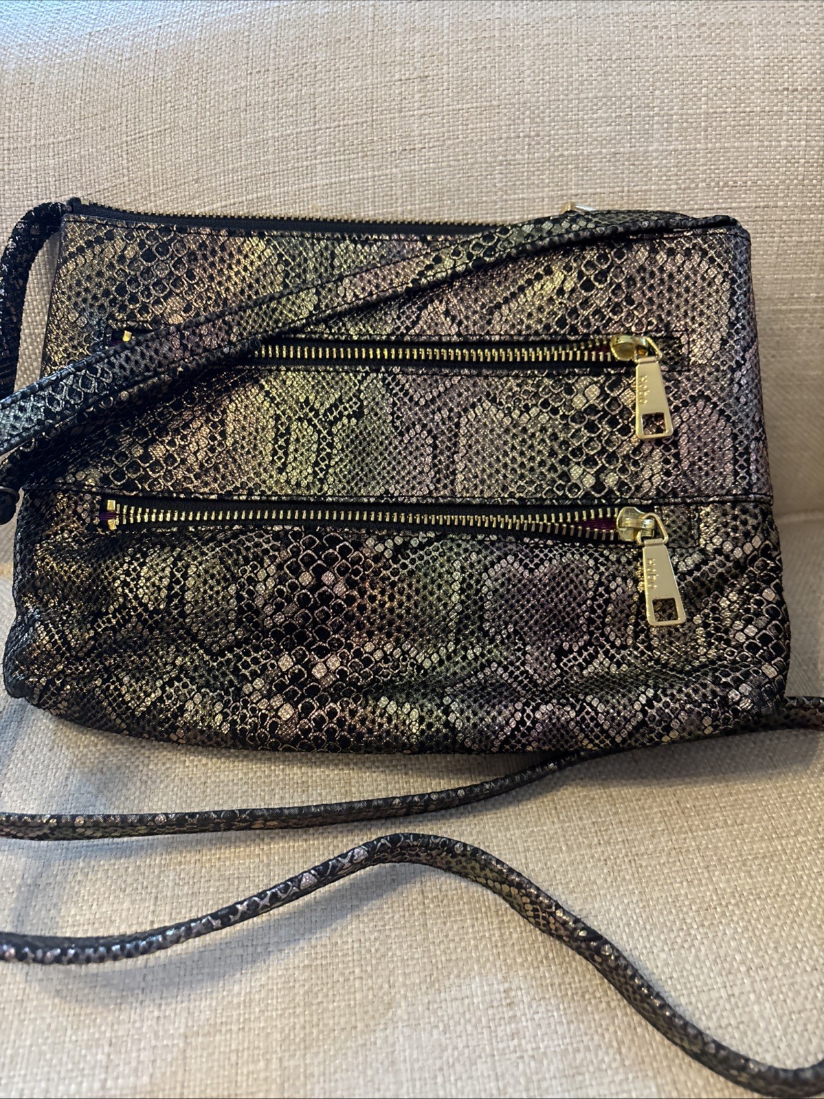 Hobo International Metallic Leather Mara Crossbody in Iridescent Exotic Snake