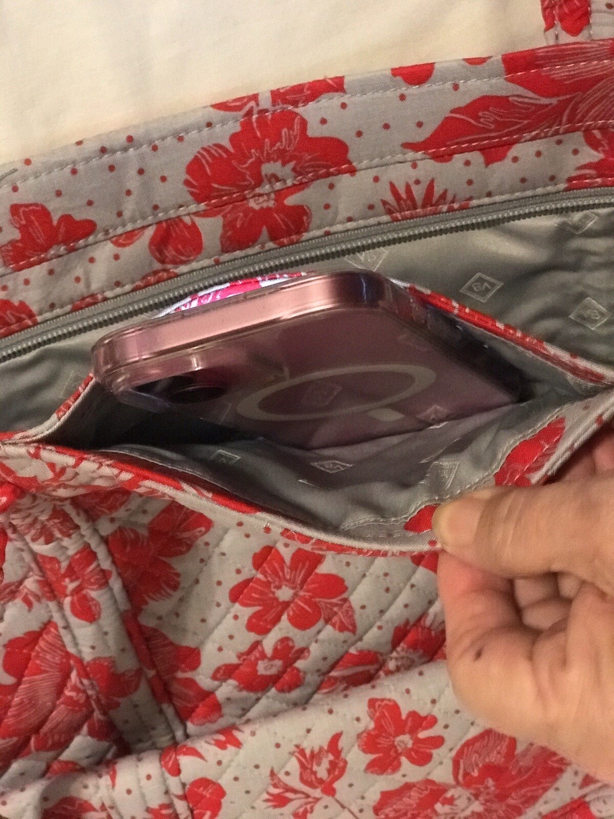 The Ohio State University Key Chain and Vera Bradley Gray & Red Large Tote NWT