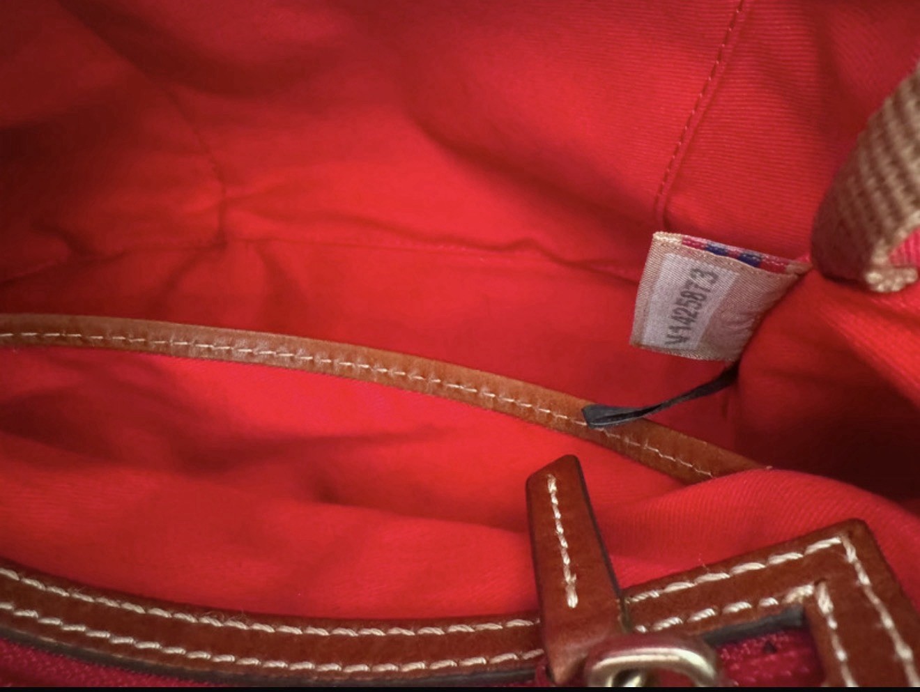 Dooney & Bourke Navy Brown Pebbled Satchel Top Handle Zip Gold Red Lined Charm
