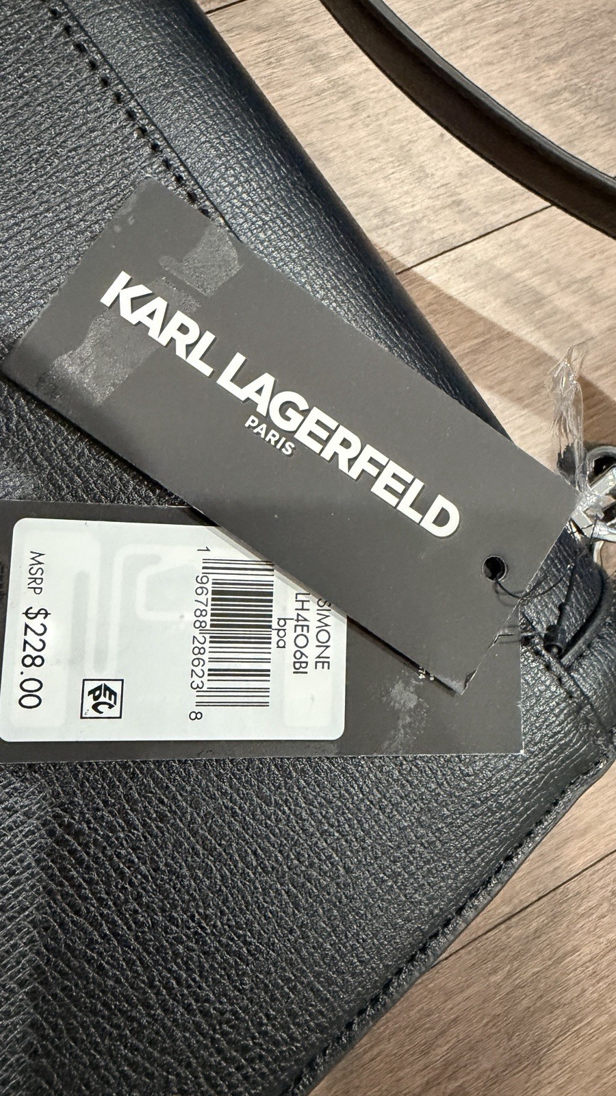 Karl Lagerfeld Paris Simone Black Crossbody Bag Charms NWT MSRP