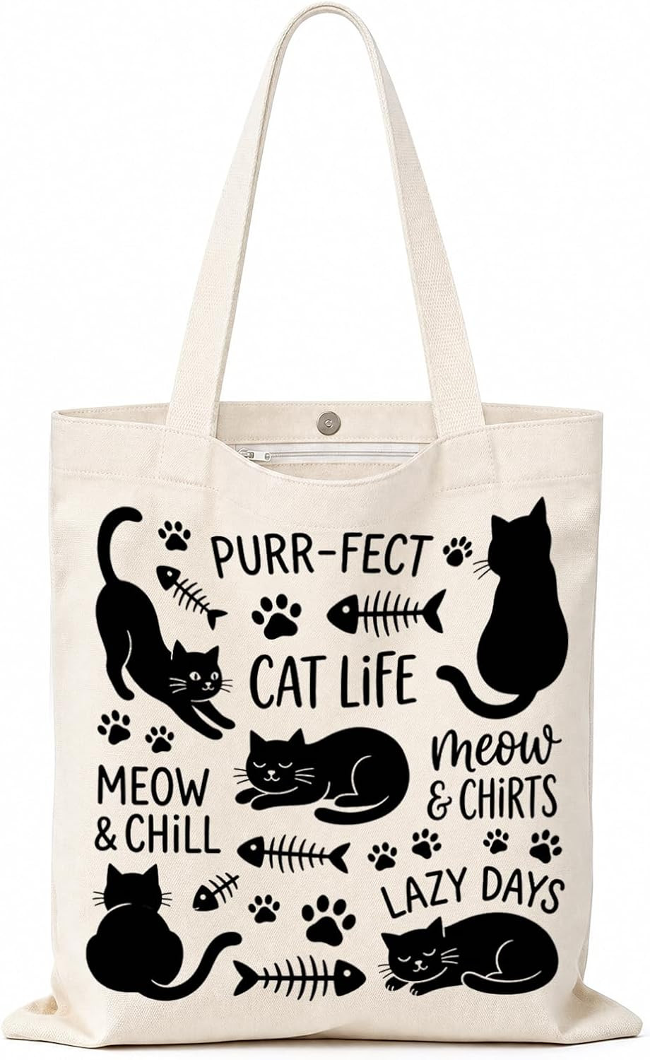 】Printed Canvas Tote Bag for Women – Inner Zipper Pocket & Magnetic Closure, Ver