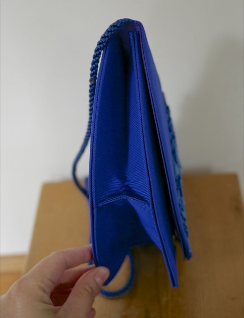 Vintage Sidonie Larizzi Paris Electric Blue Leather Ruched Prom Cocktail Purse