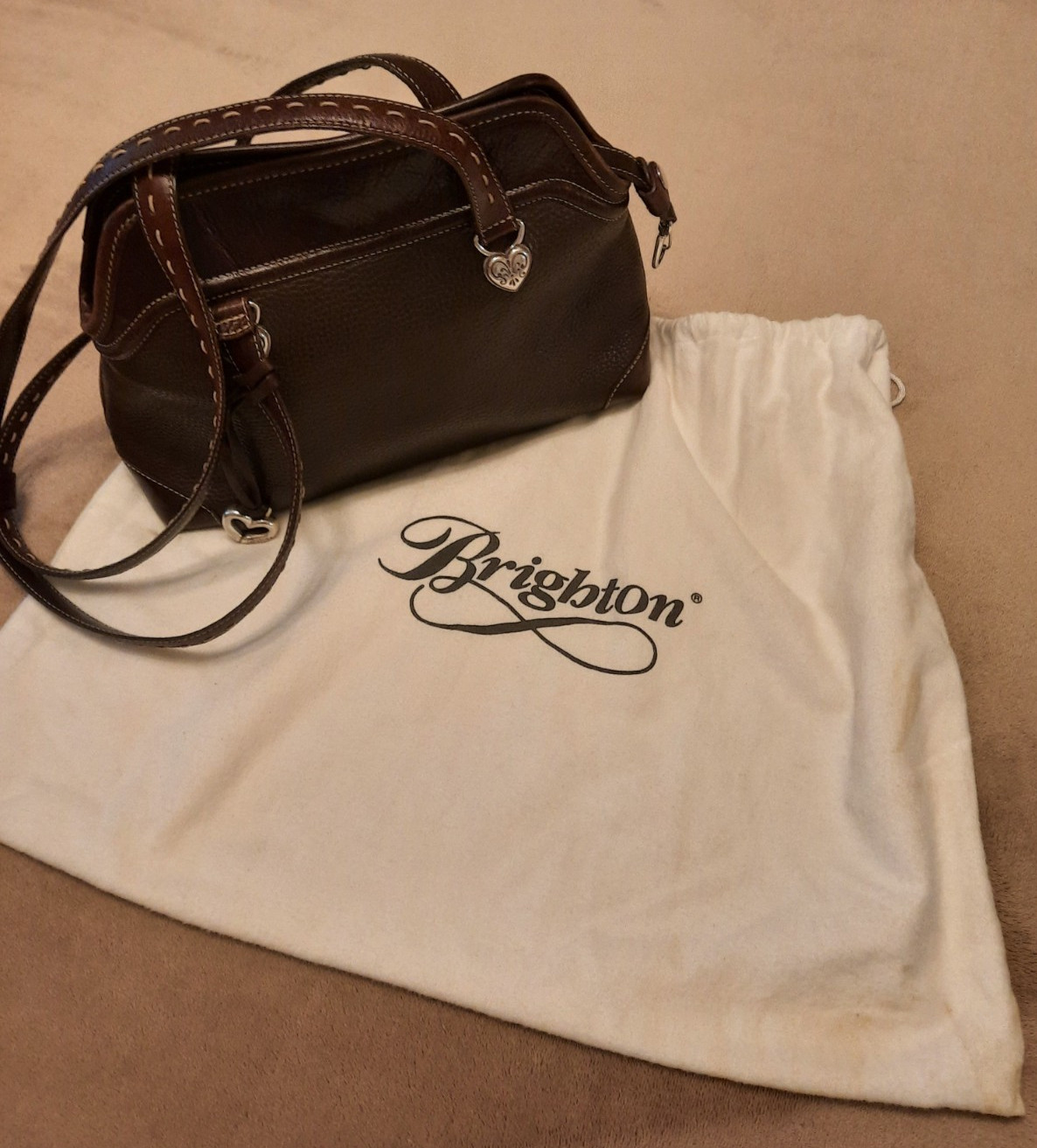 Brighton High Quality Brown Leather Vintage Shoulder Bag Tote Purse Handbag