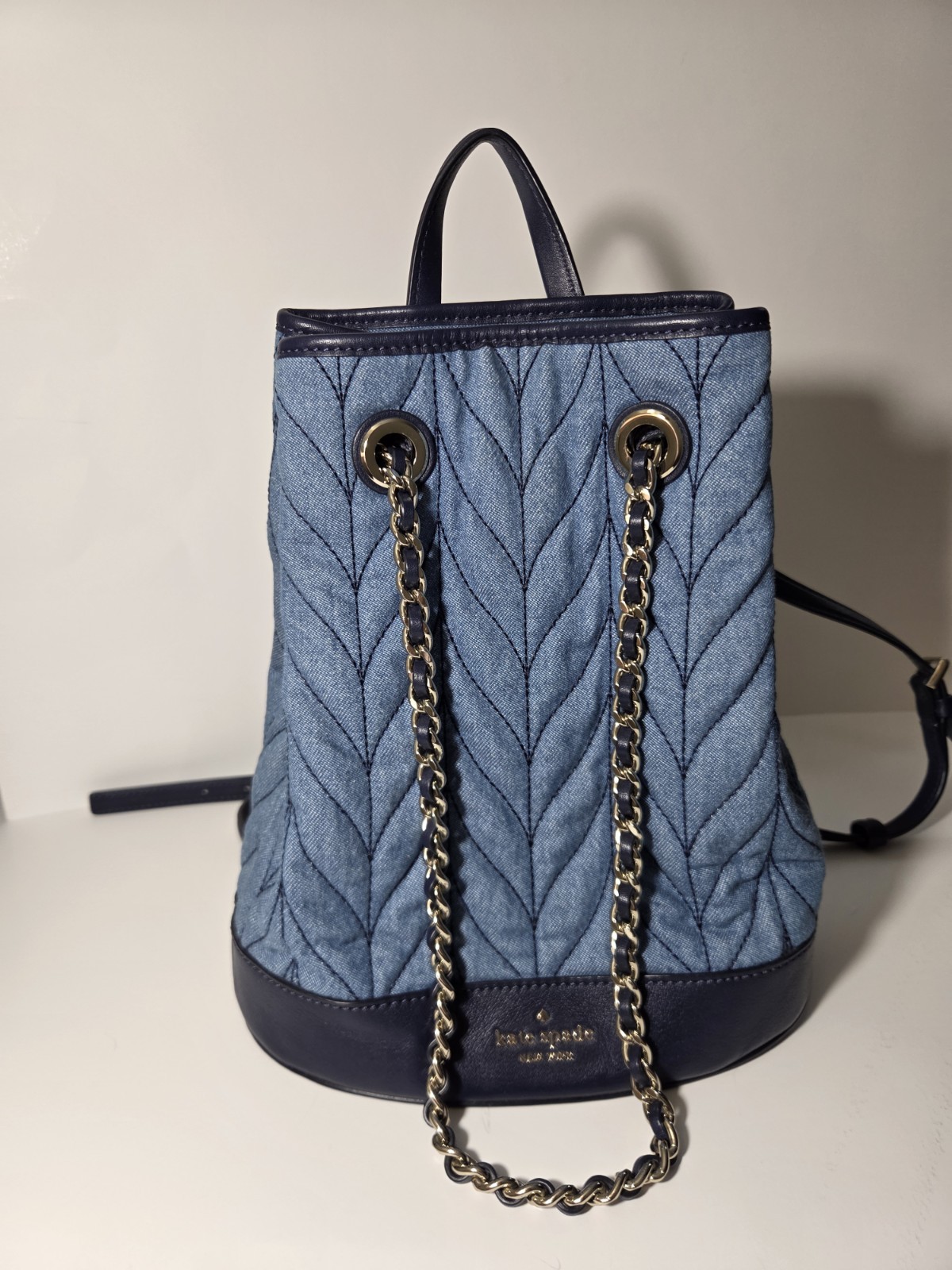 Kate Spade New York Quilted Bucket Backpack Medium Blue/Navy