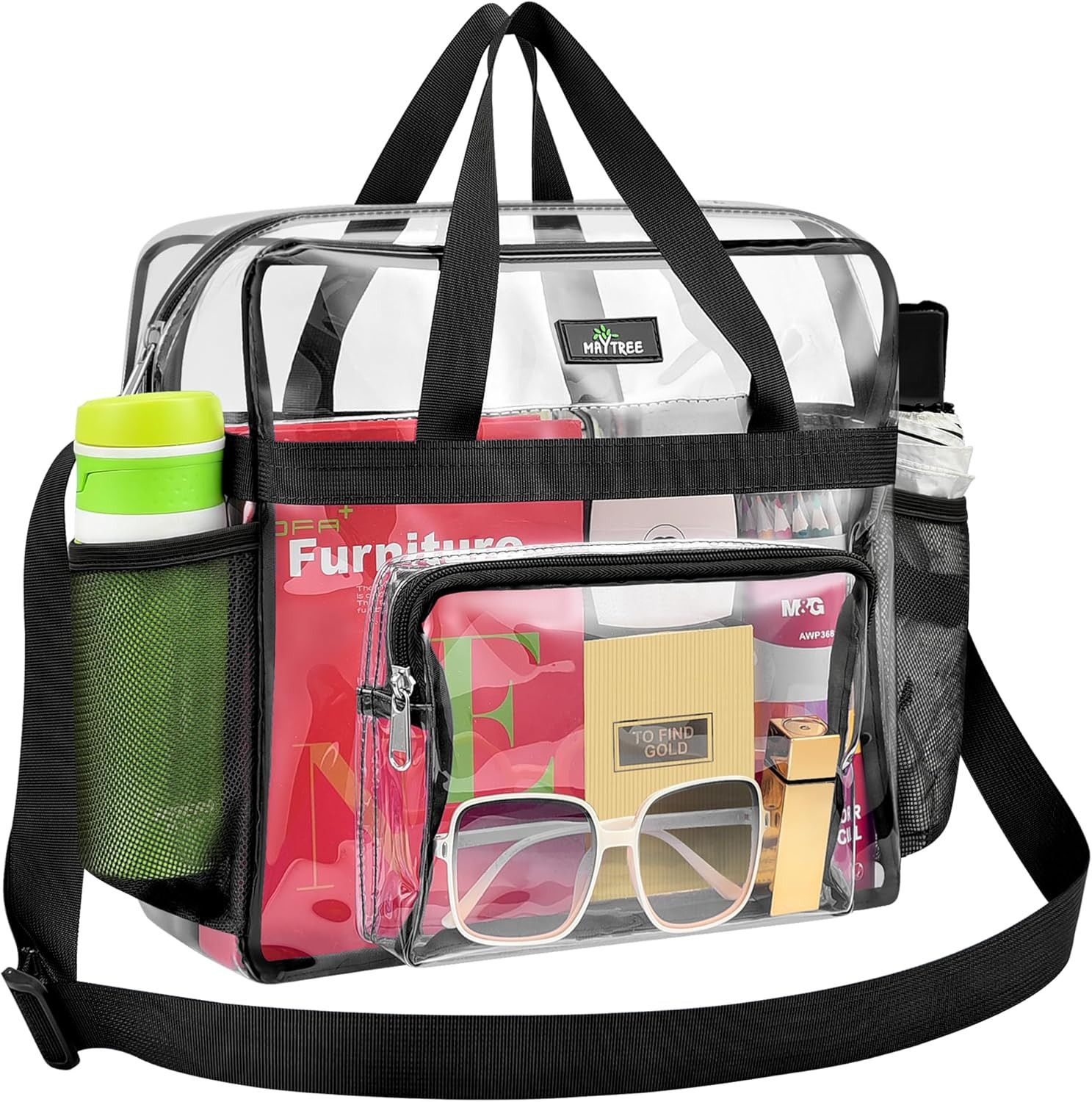Clear Bag for Stadium Events, 12×5.5×12 Clear Tote Lunch Bag with Non-Detachable