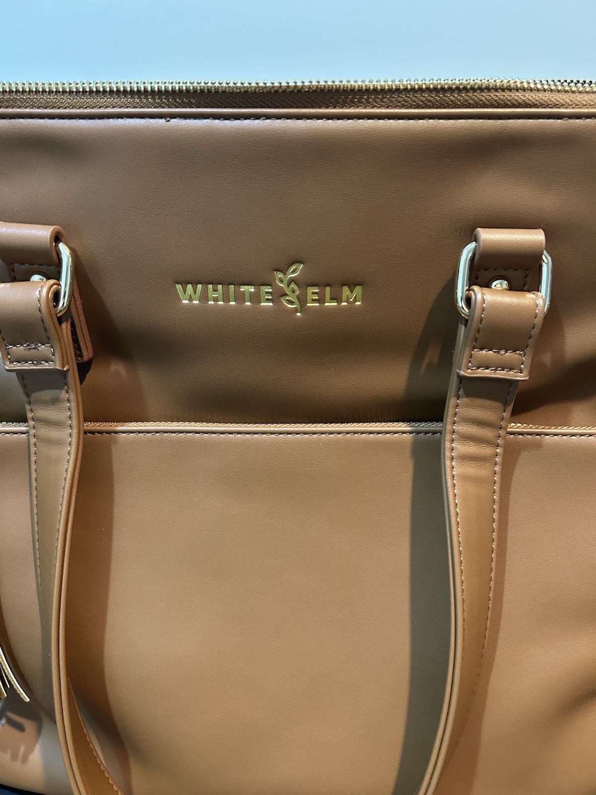 White Elm Gemini Convertible Tote Bag Almond / Gold Lining