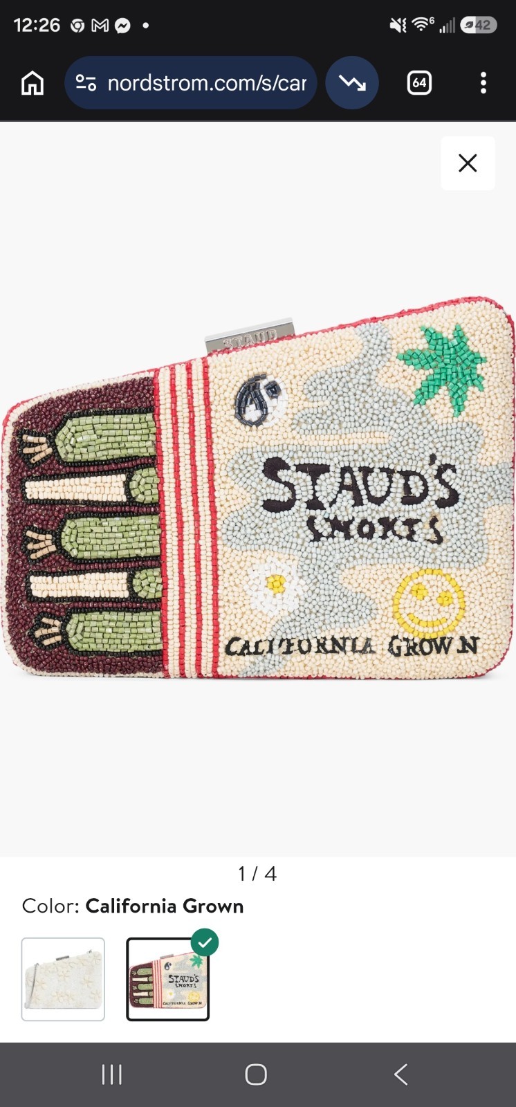 STAUD Carmella Beaded Clutch/Crossbody California Grown Msrp $495 dustbag NWT