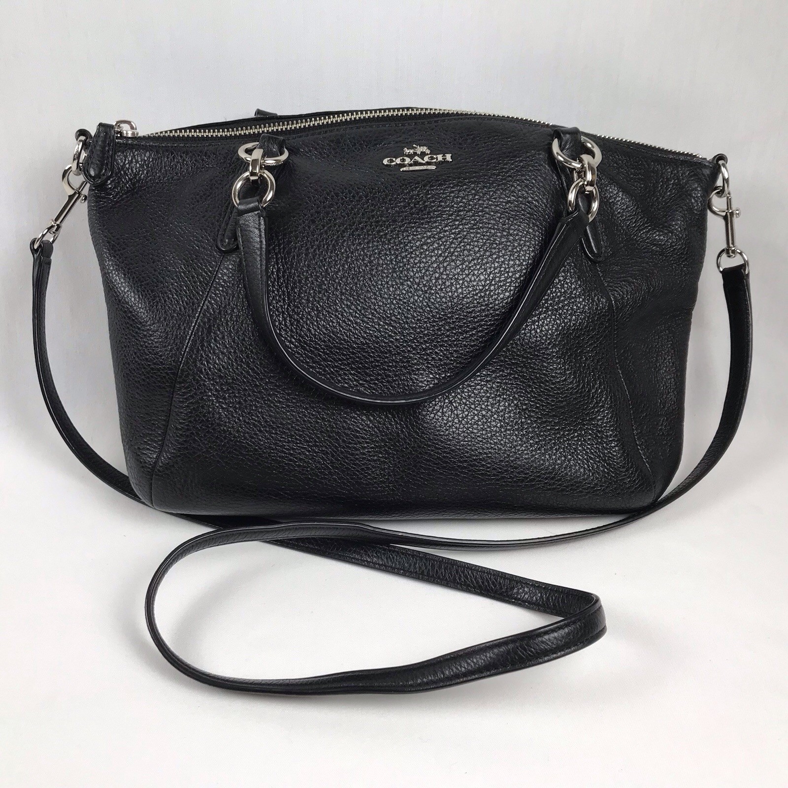 Coach KELSEY Pebble Leather Satchel Crossbody Shoulder Bag F36675 Black