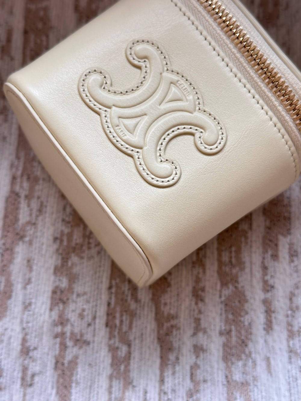 CELINE Triomphe Smooth Calf Leather Mini Top Handle Bag Butter
