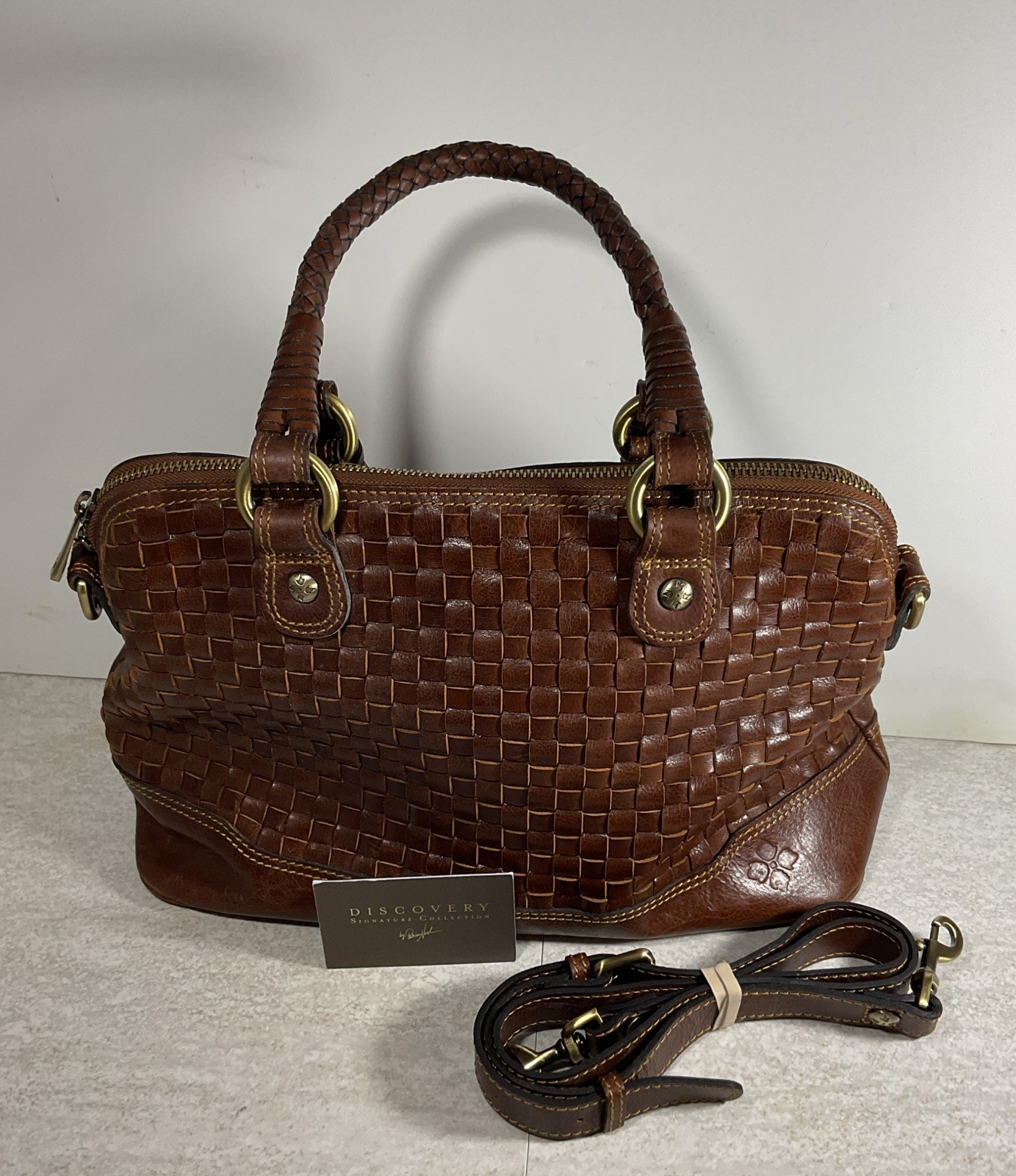 Patricia Nash Discovery Woven Augusta Satchel Cognac w/COA Limited Edition