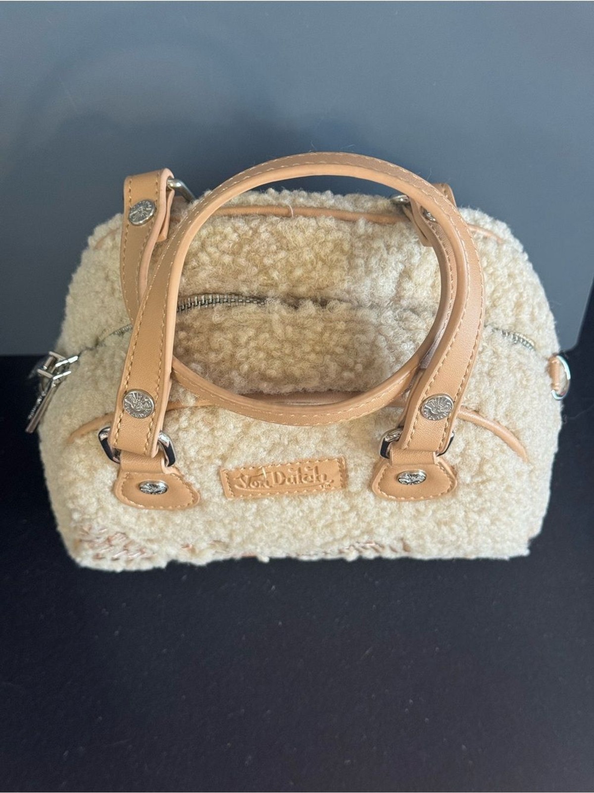 RARE Sold Out Von Dutch Beige Sherpa Bowling Bag