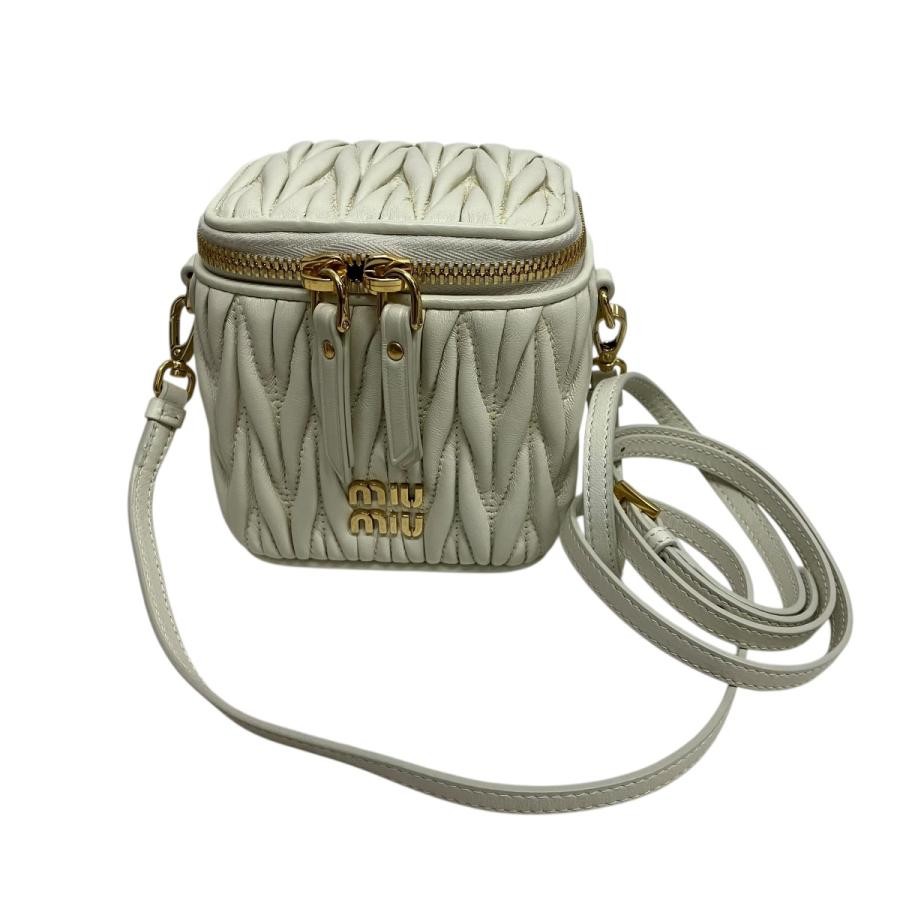 MIU MIU Bag: Matelassé Mini Shoulder 5NR018 White W12H11D7cm w/o accessories;