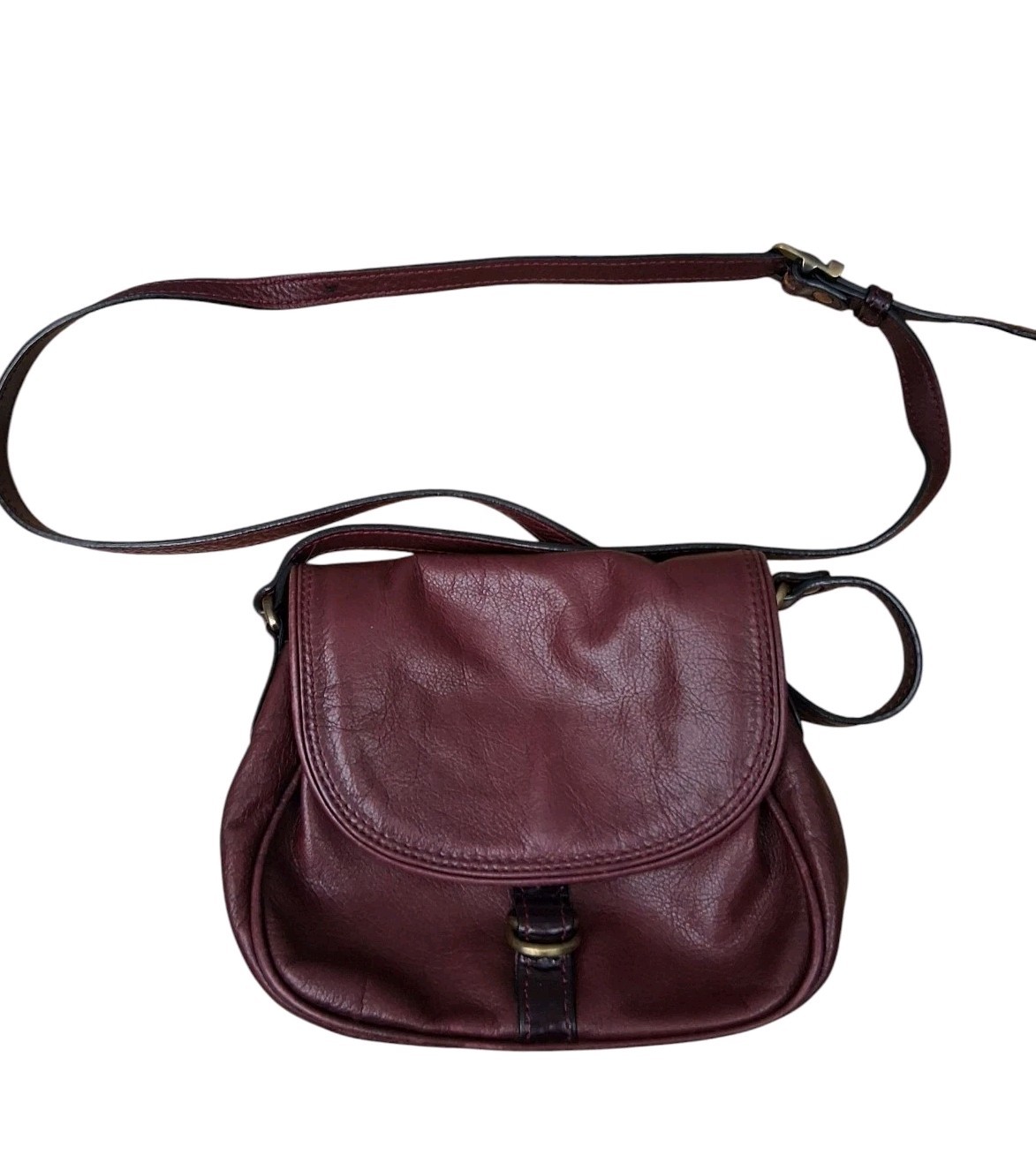 Gianni Conti Burgundy Leather Satchel Flap Style Crossbody Purse