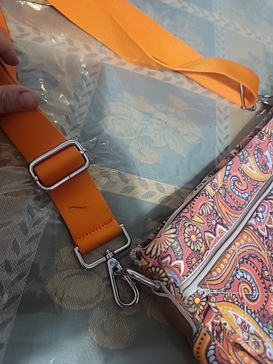 Malirona Boho Crossbody Bag Purse Orange Paisley Floral Canvas Messenger