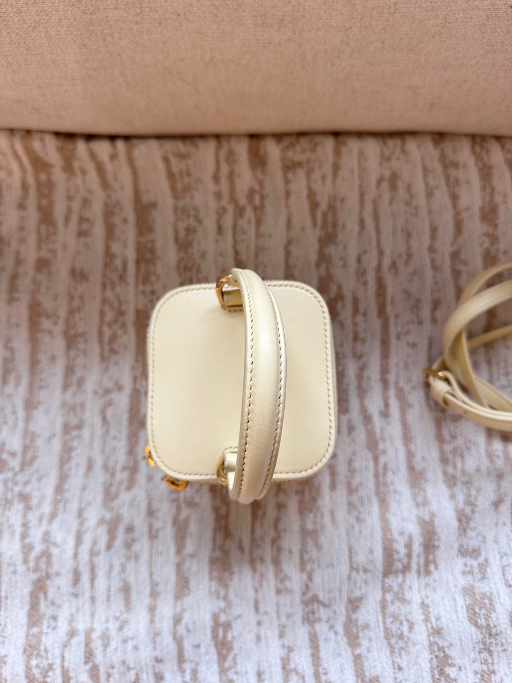 CELINE Triomphe Smooth Calf Leather Mini Top Handle Bag Butter